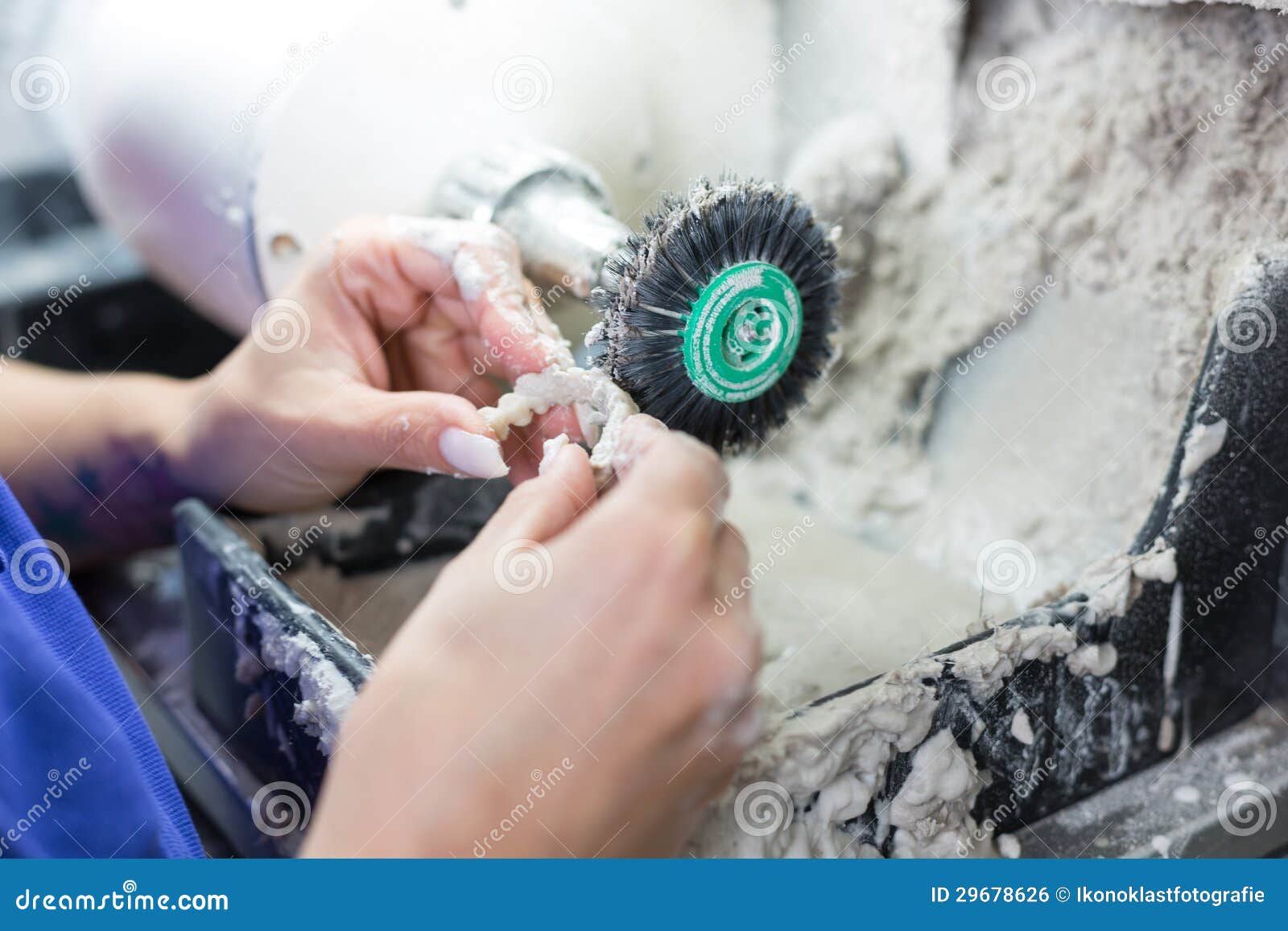 Dental Technician Polishing a Prosthesis Stock Photo Image of tool
