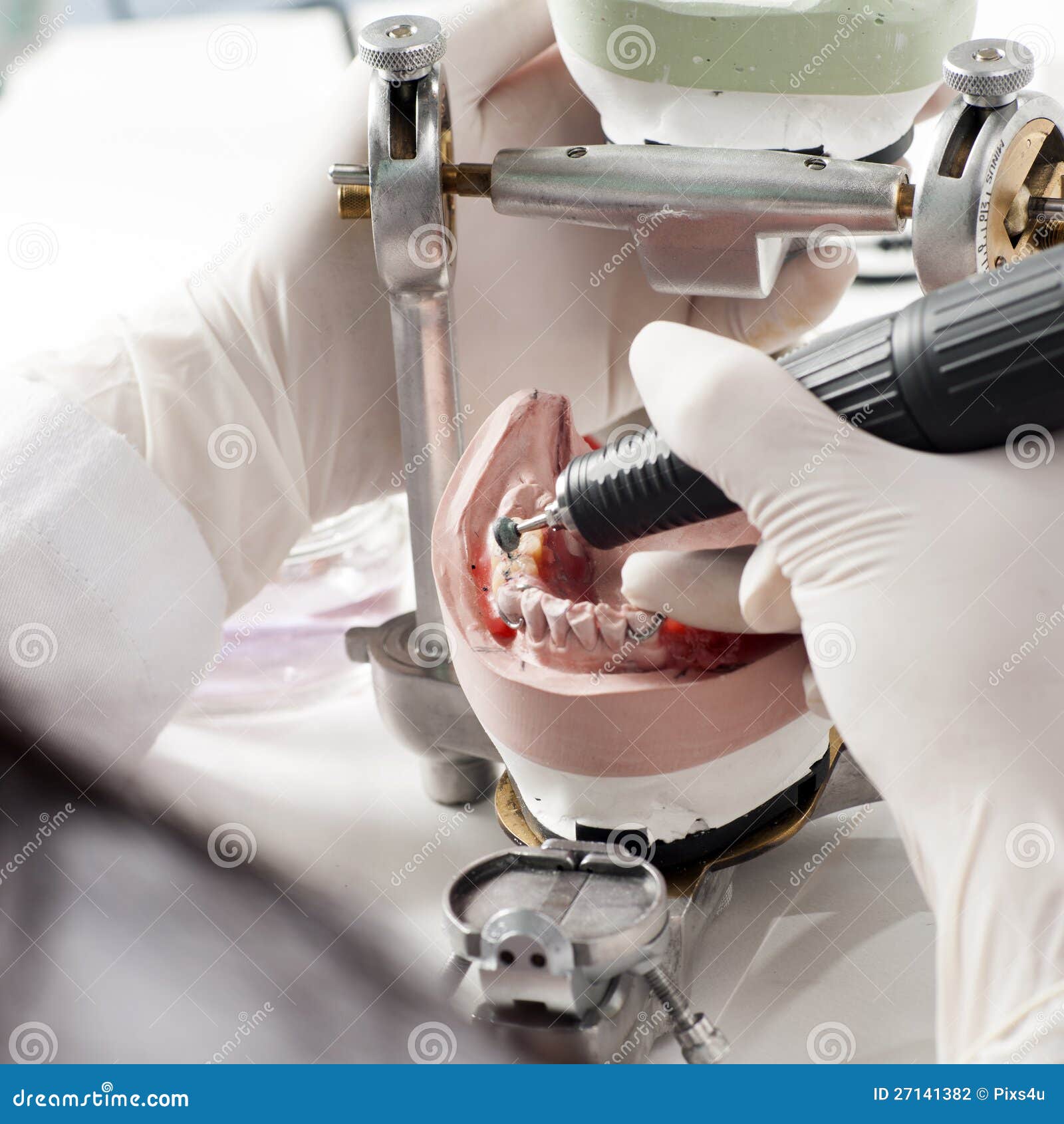 Dental Technician Working with Articulator Stock Photo Image of