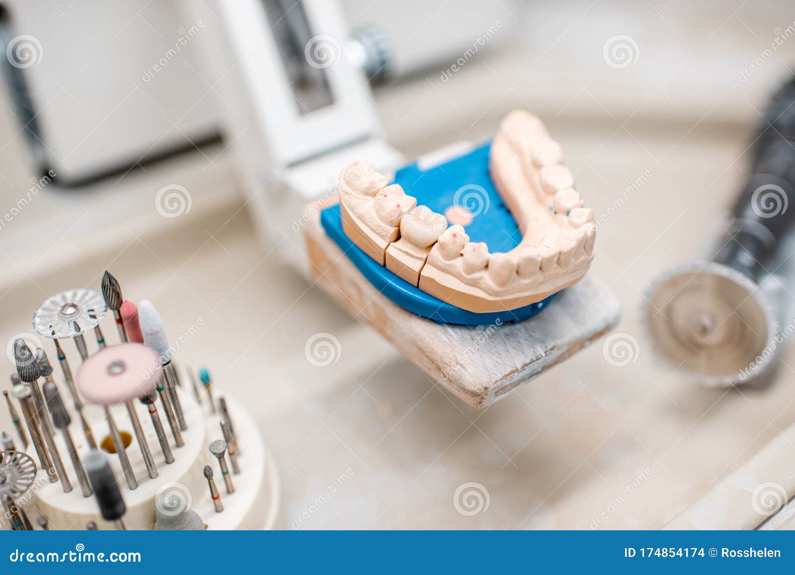 Dental Technician Working Place at the Laboratory Stock Photo Image
