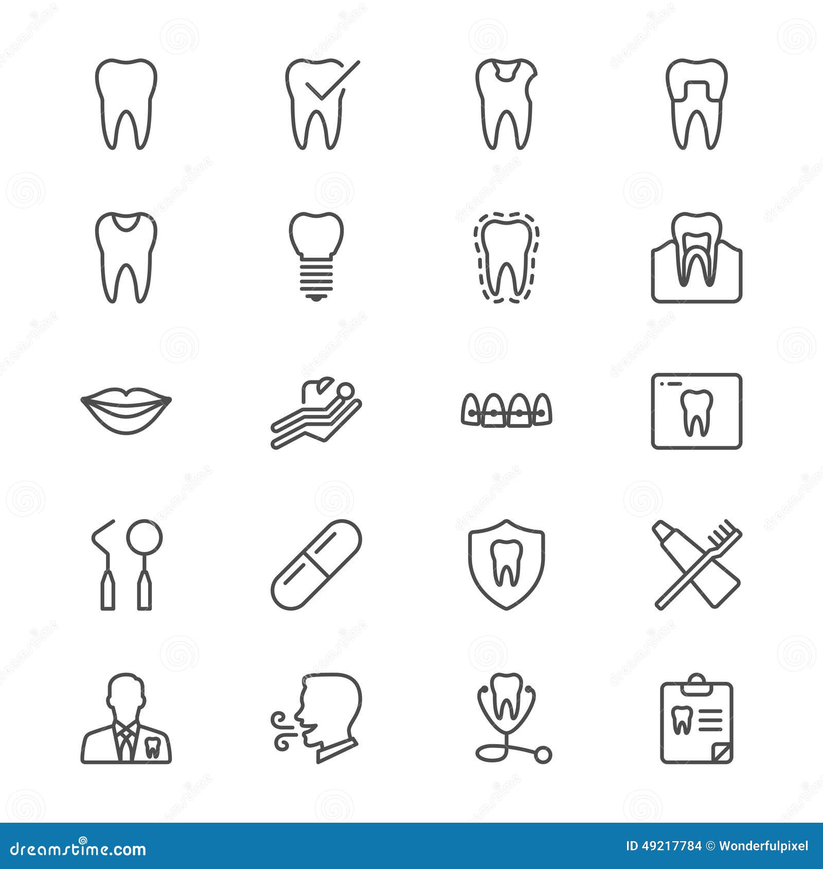 dental thin icons
