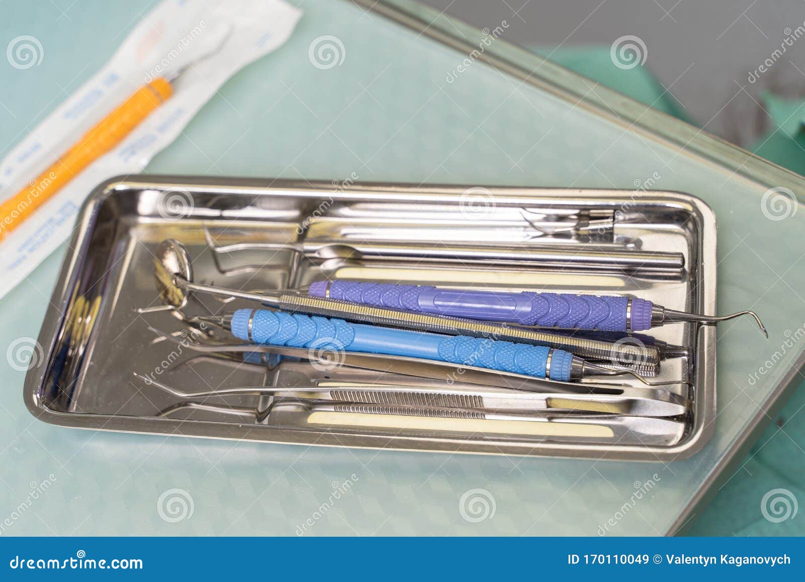 Dental tools on a tray stock image. Image of checkup 170110049
