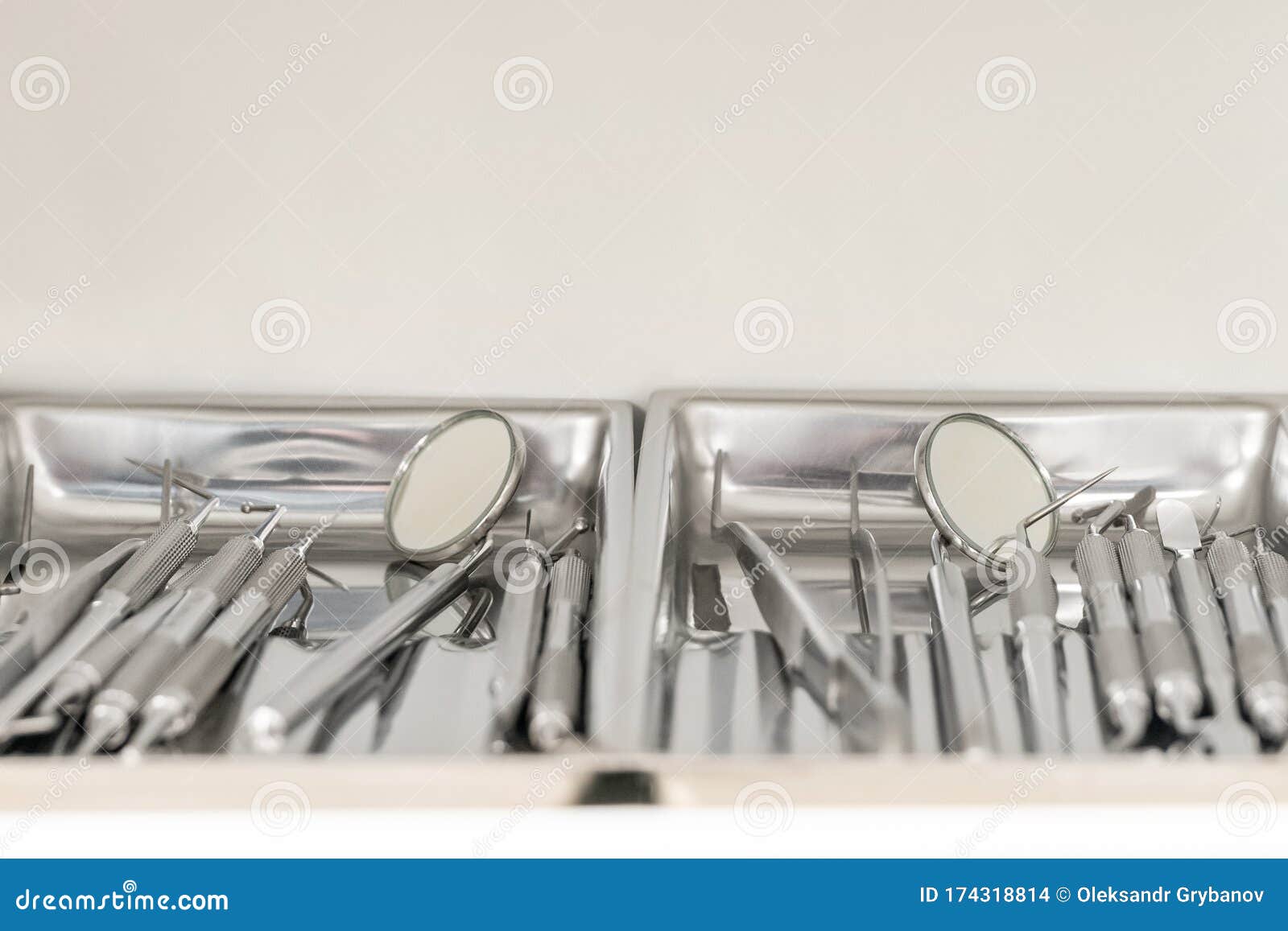 Dental tools in the tray stock photo. Image of cure 174318814