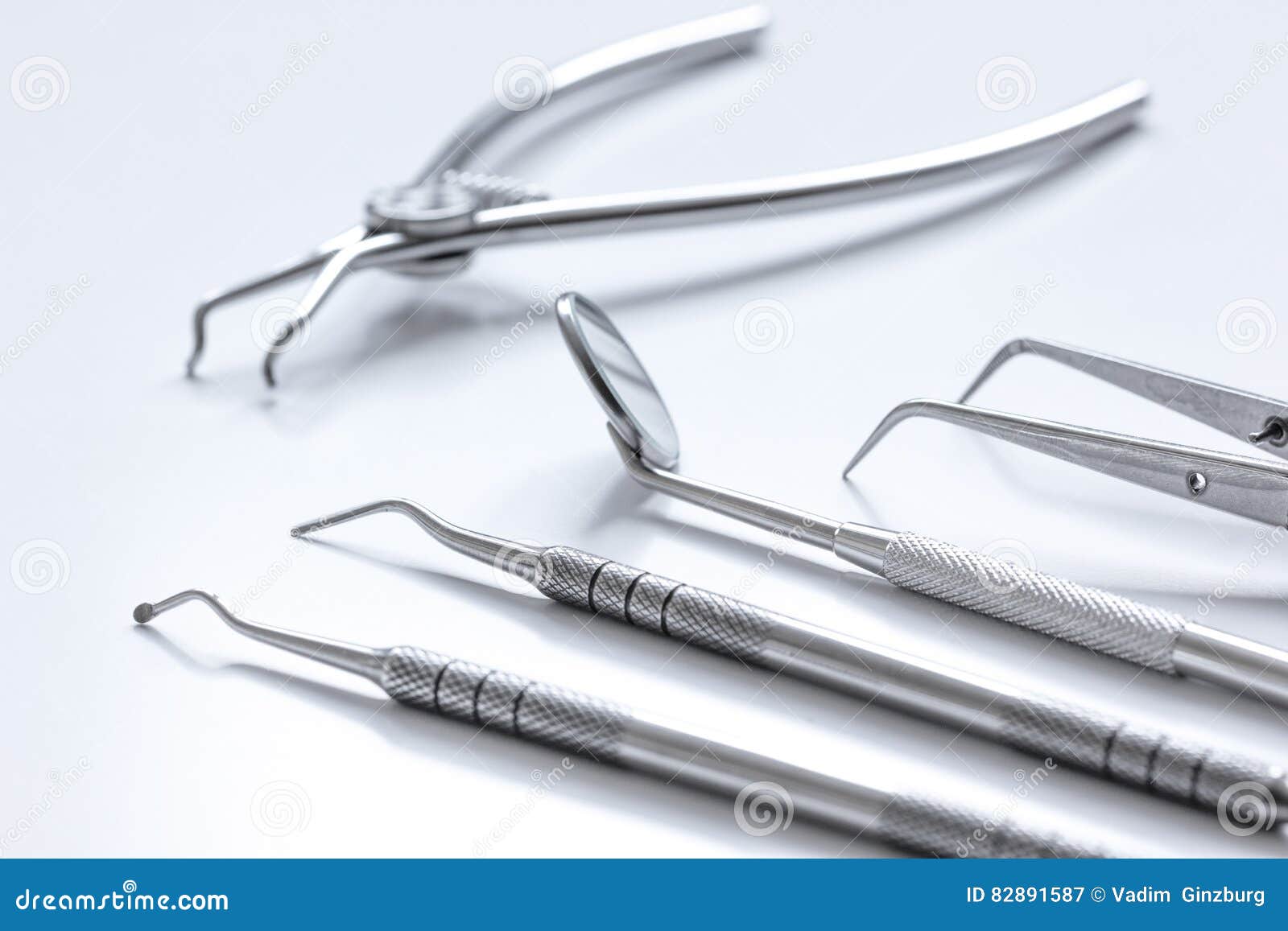 Dental Tools on White Background Close Up Stock Image Image of