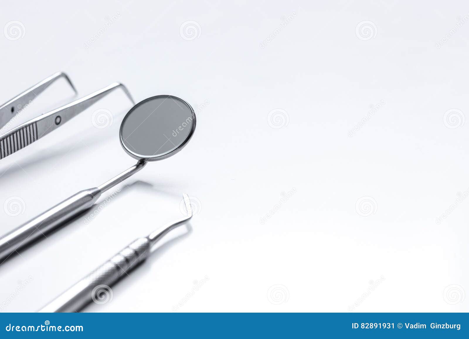 Dental Tools on White Background Close Up Stock Image Image of