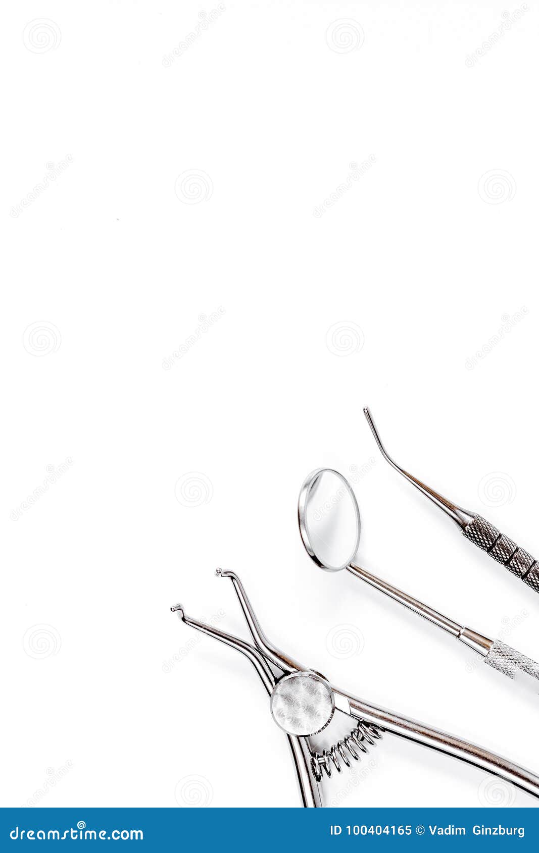 Dental Tools on White Background Top View Stock Image Image of