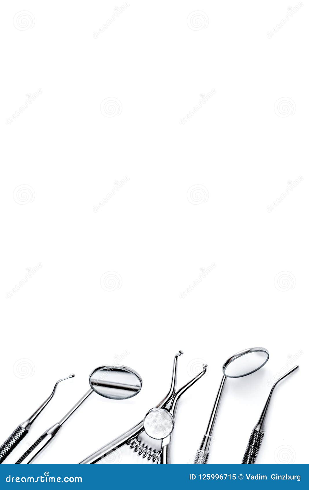 Dental Tools on White Background Top View Stock Image Image of