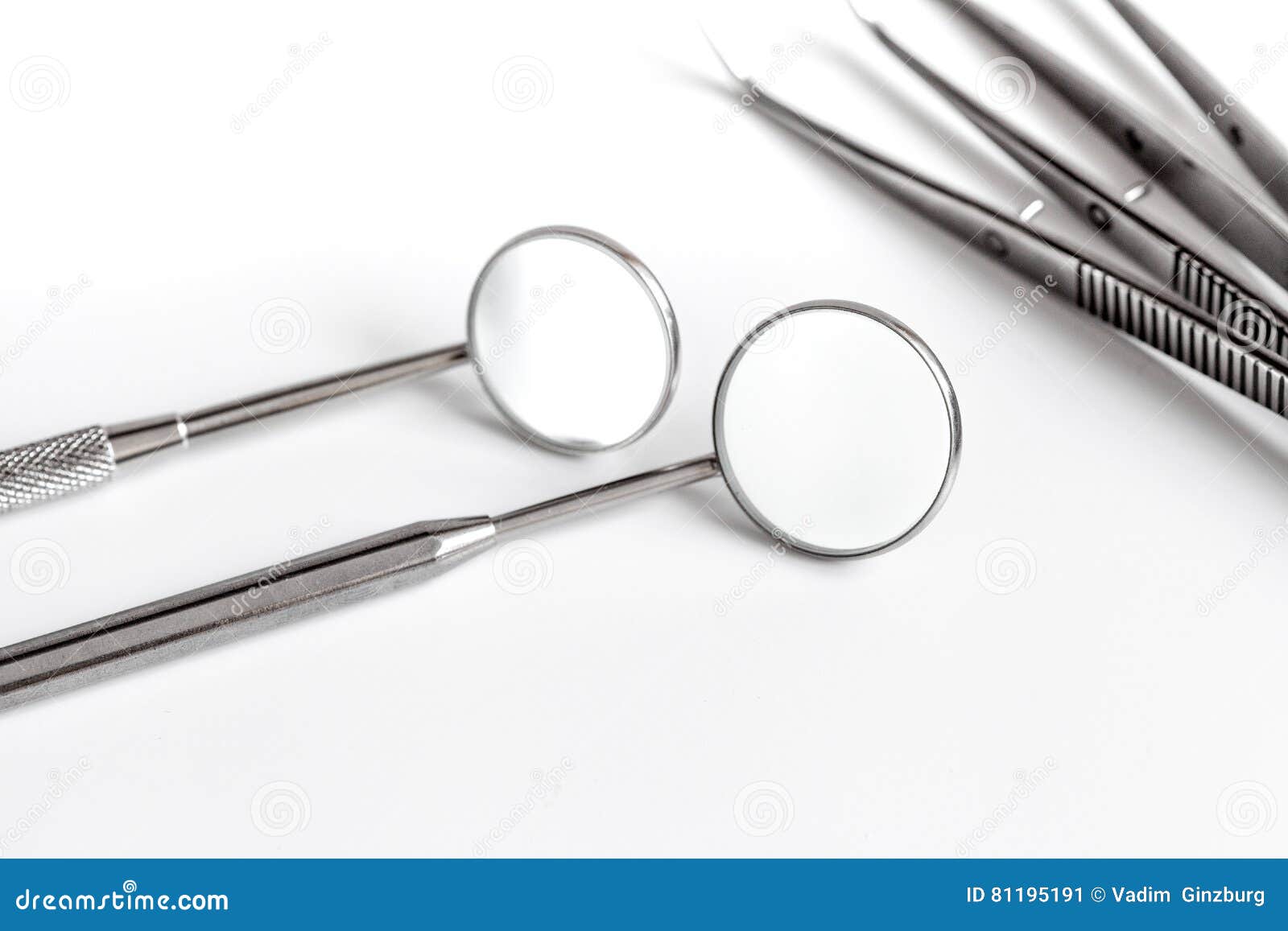 Dental Tools on White Background Top View Stock Image Image of