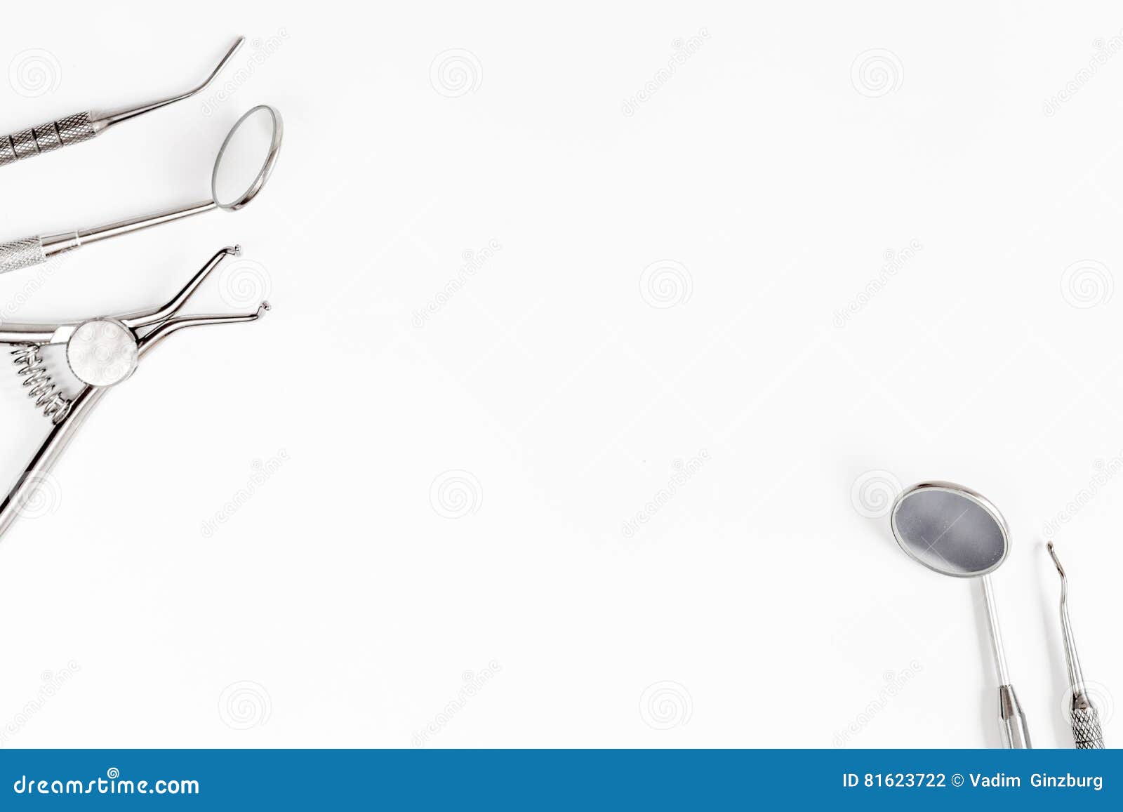 Dental Tools on White Background Top View Stock Photo Image of