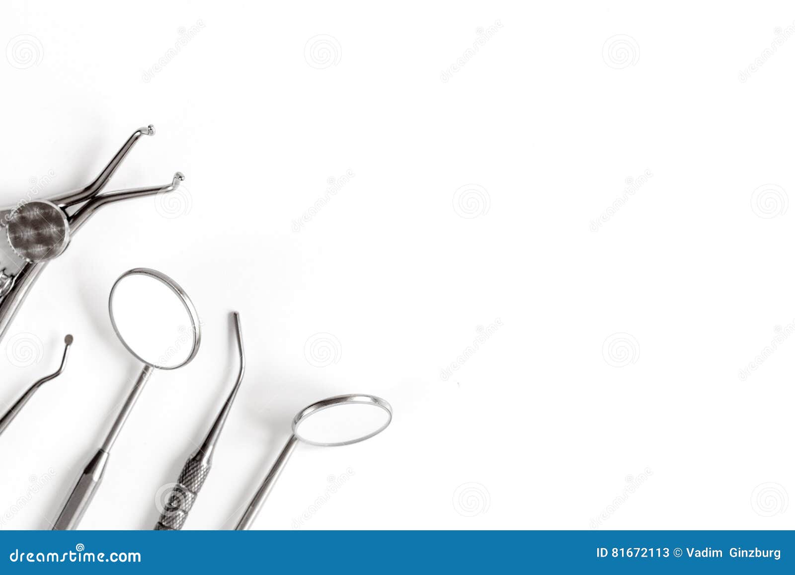 Dental Tools on White Background Top View Stock Image Image of tooth