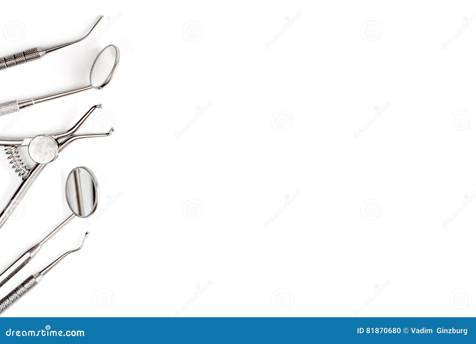 Dental Tools on White Background Top View Stock Photo Image of