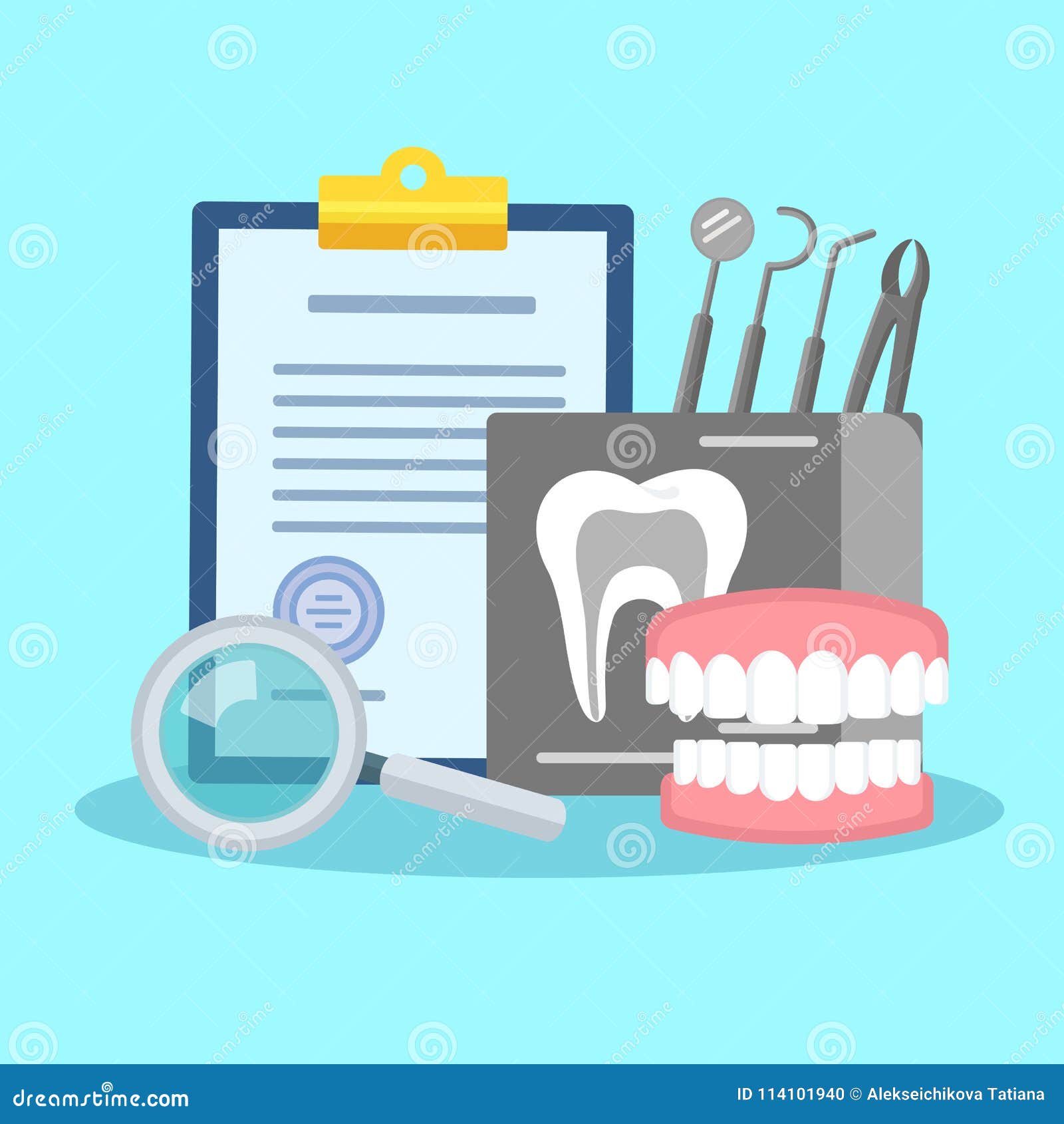 Dental Treatment Vector Diagram Education Medical Anatomy Poster