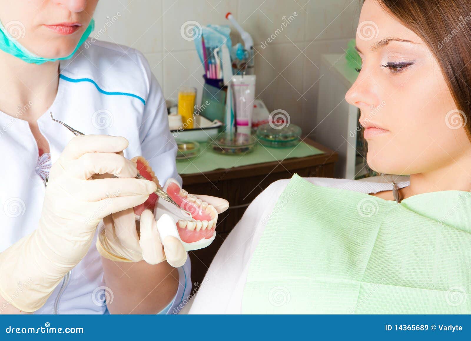 Dentis Showing Teeth Prosthesis for Woman Patient Stock Image Image