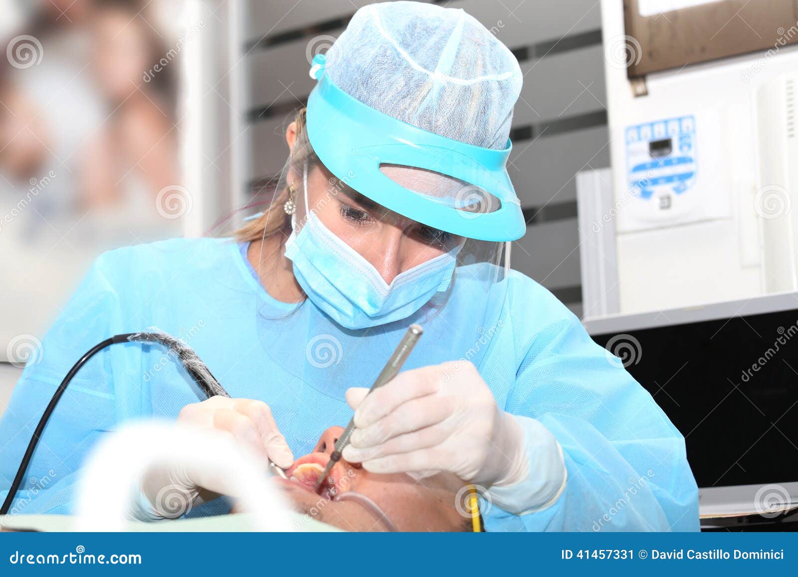 Dentist Cleaning and Polishing the Teeth Stock Image Image of science, human 41457331