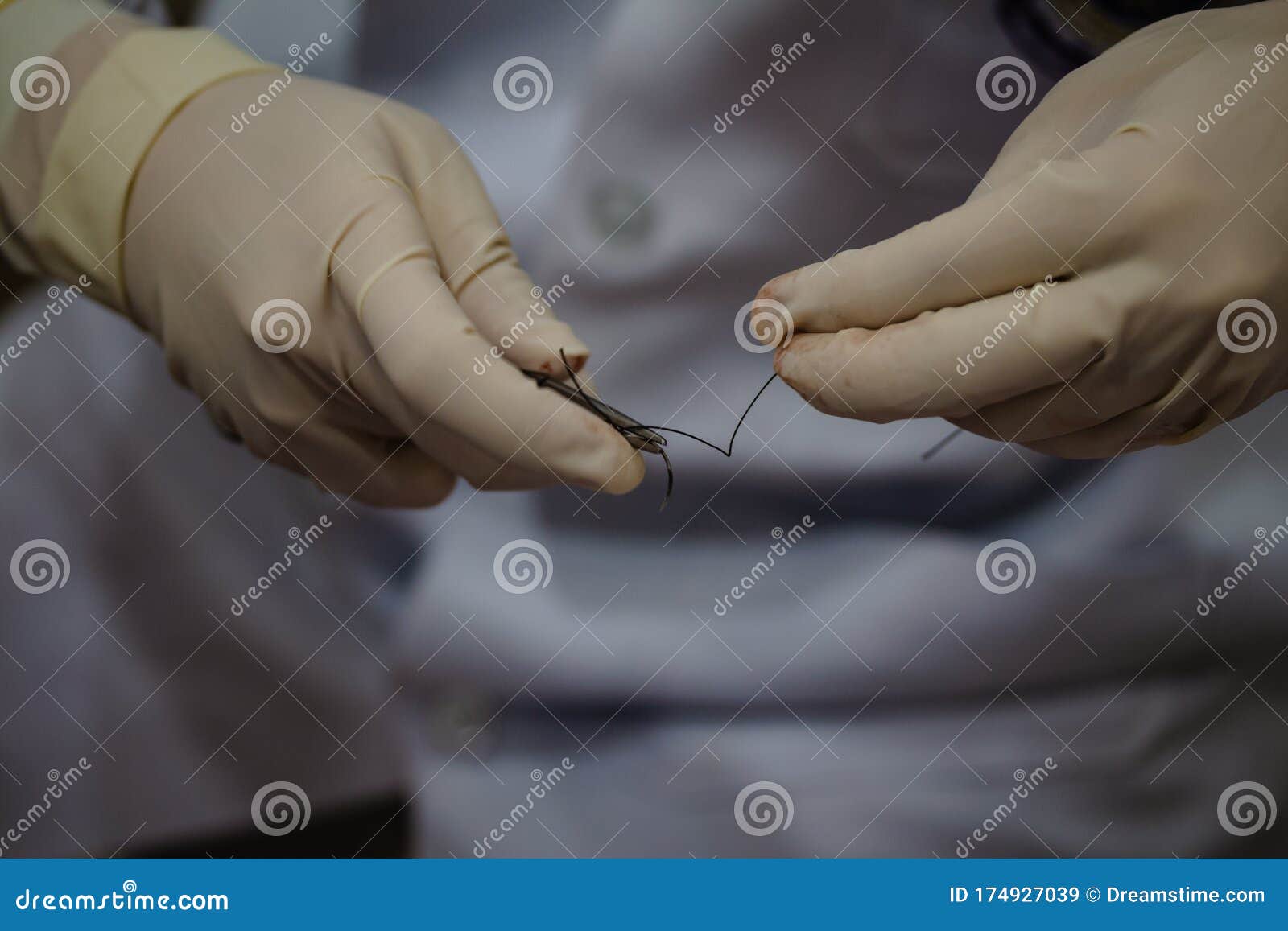 Dentist Equipment Dentist is Prepare Surgical Needle. Stock Image