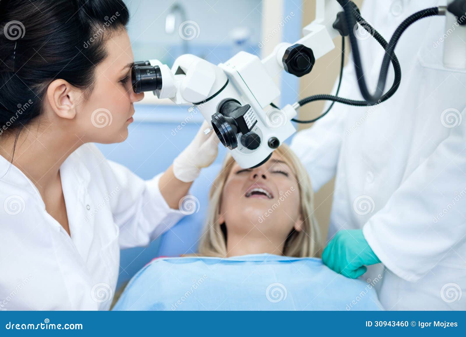 Dentist Examination Patient with Microscope Stock Photo Image of