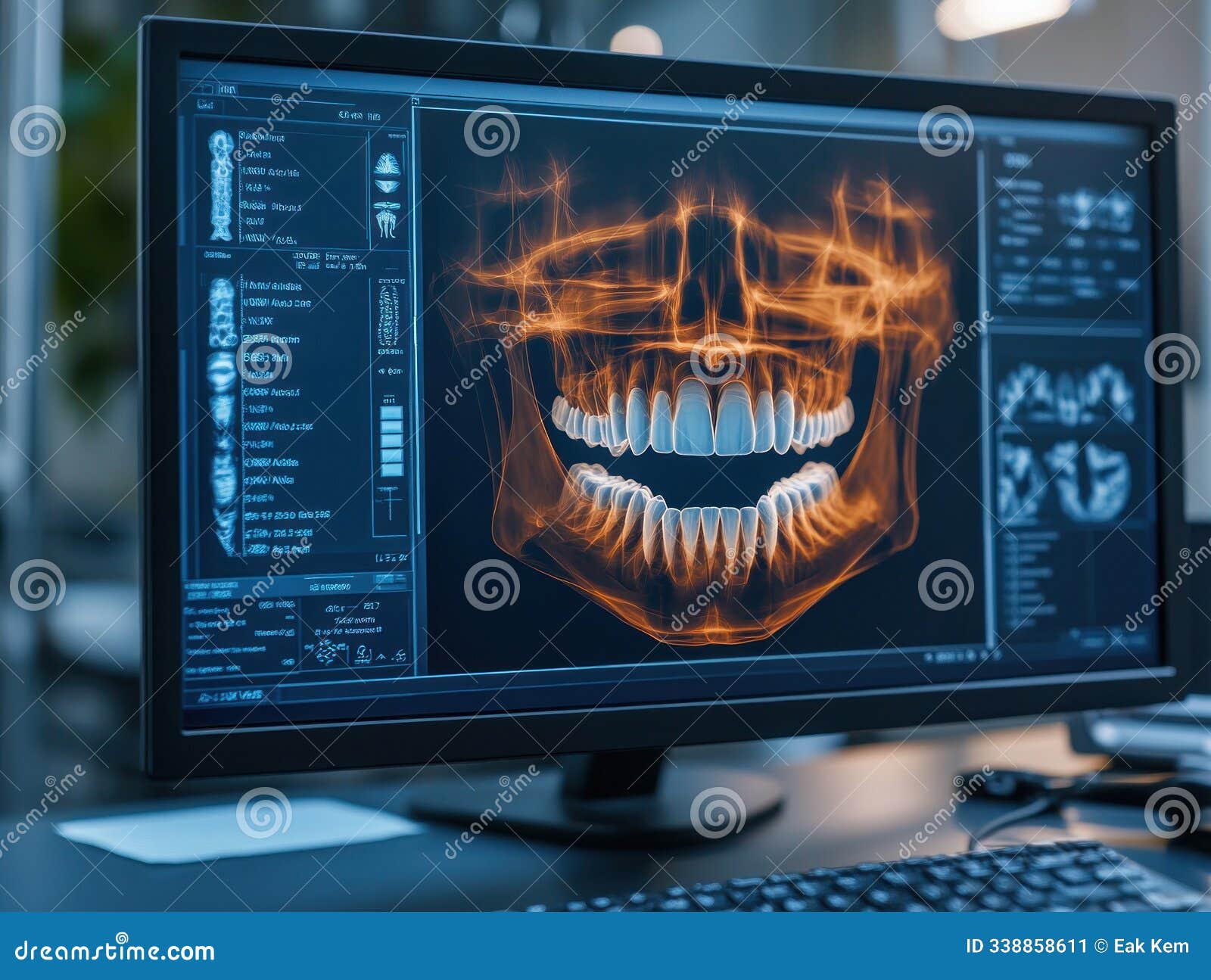 Dentist Showing 3D Dental Plan Model To Patient during Consultation