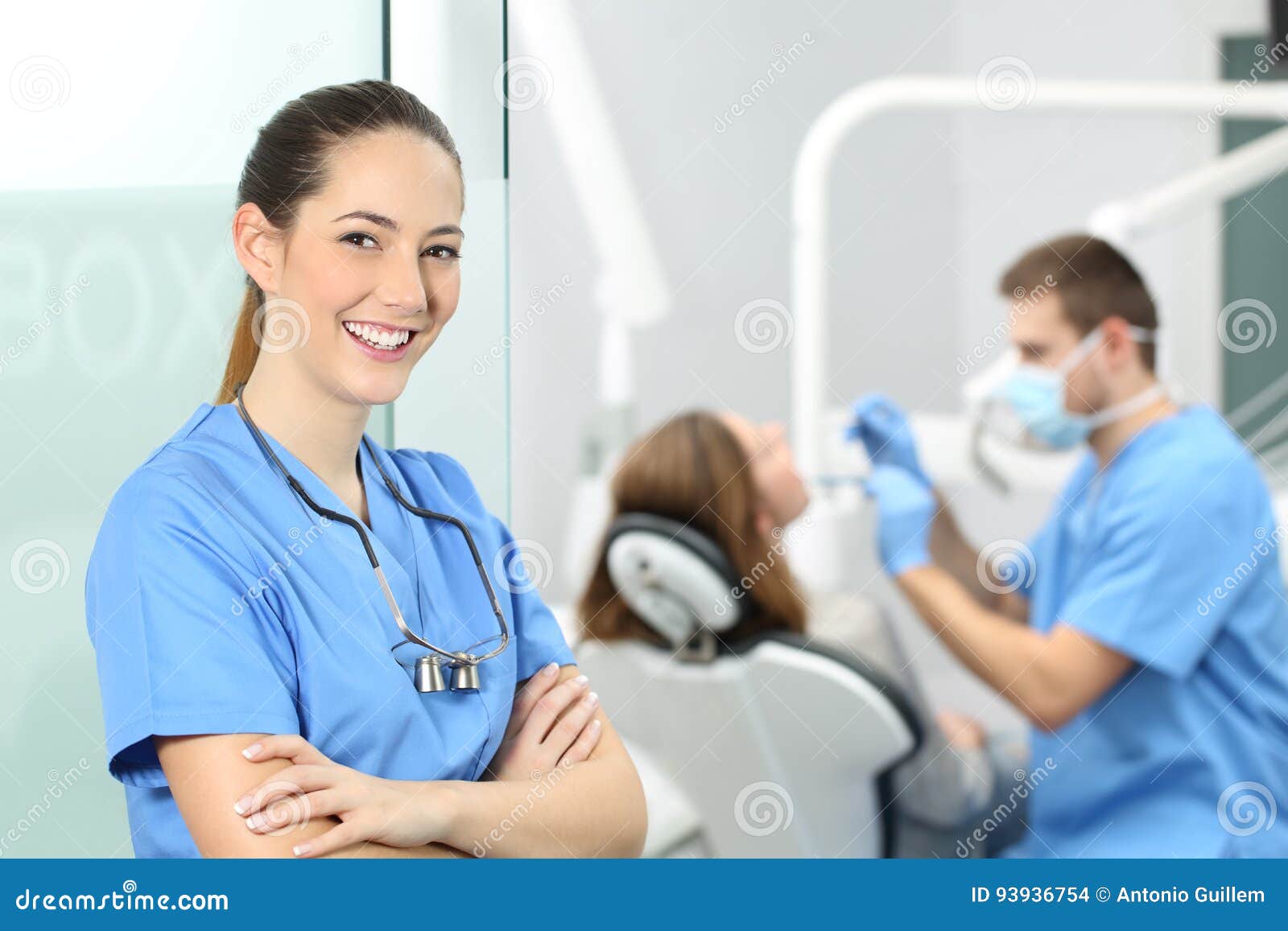 dentist female posing at consultation