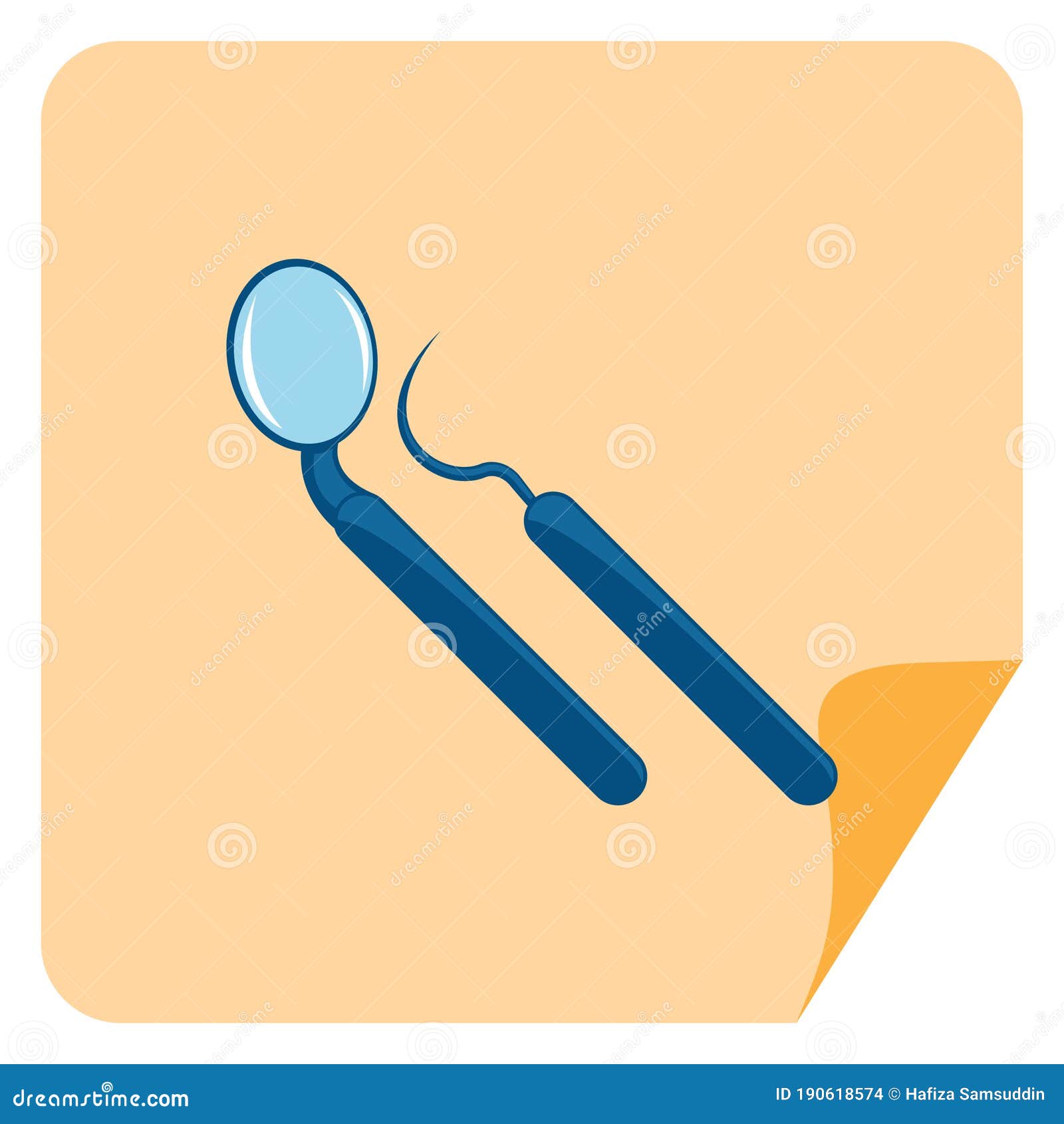 Dentist Mirror and Pick. Vector Illustration Decorative Design Stock