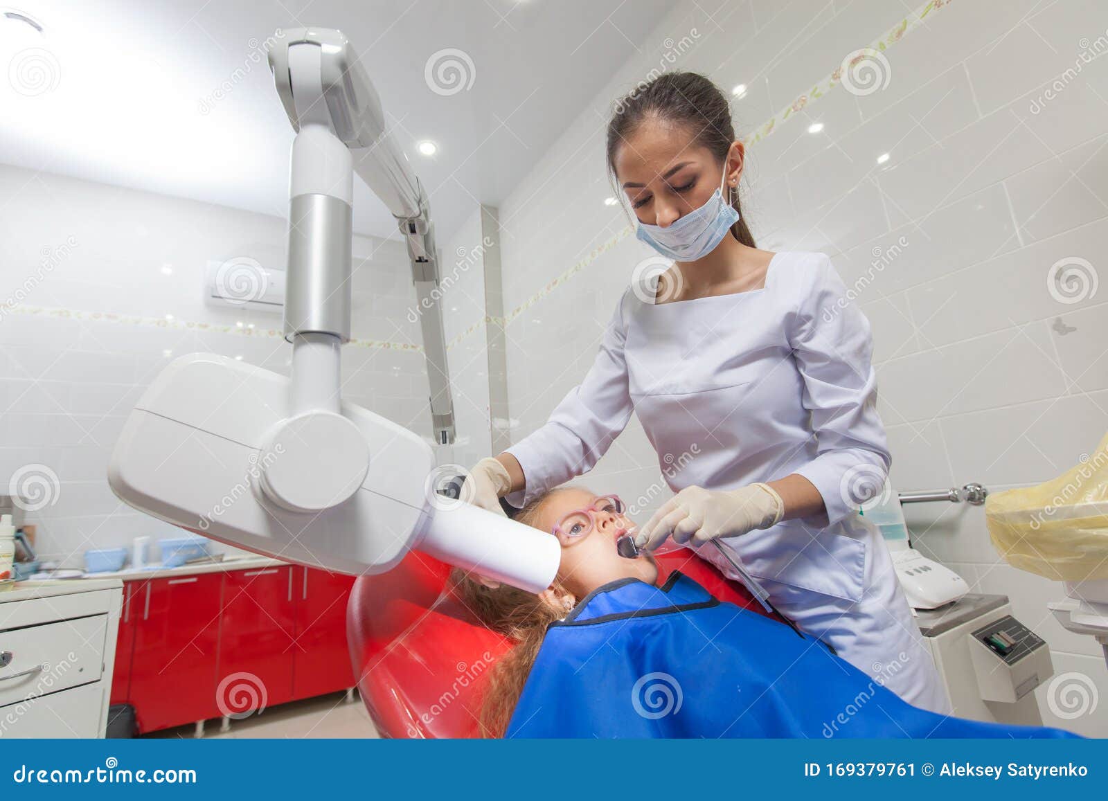 Dentist Xray. a Child with a Dentist in a Dental Office. Stock Image