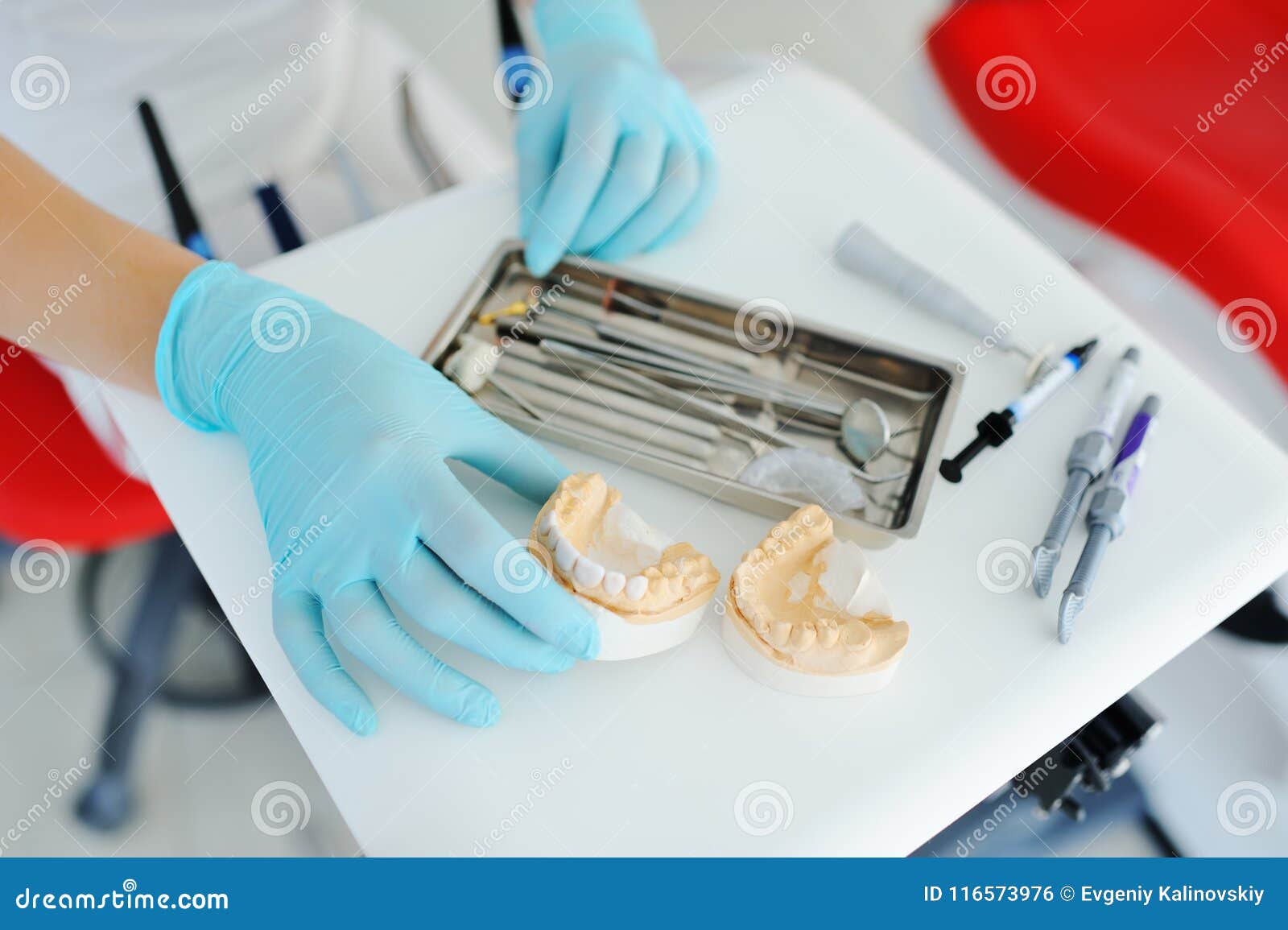 An Impression of the Jaw of Plaster. Dentures Stock Photo Image of