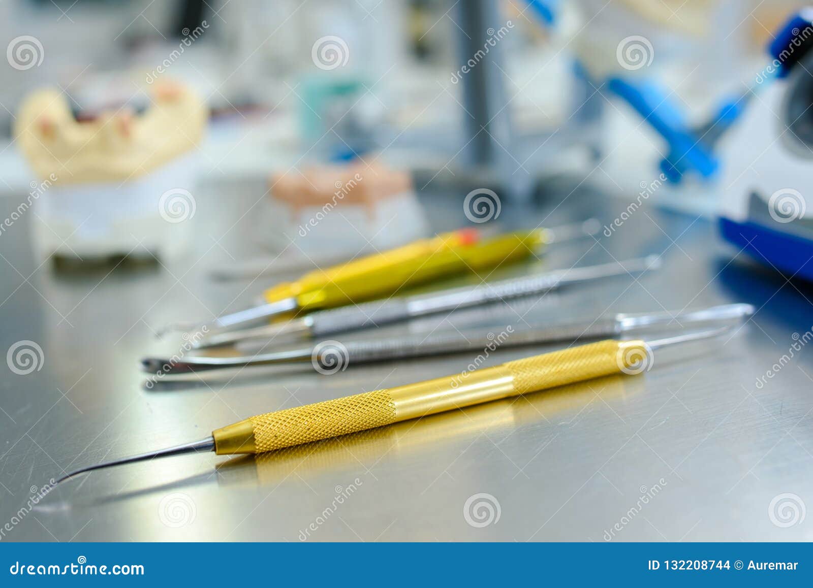 Dentist Tools in Metal Table Stock Photo Image of medical, mirror