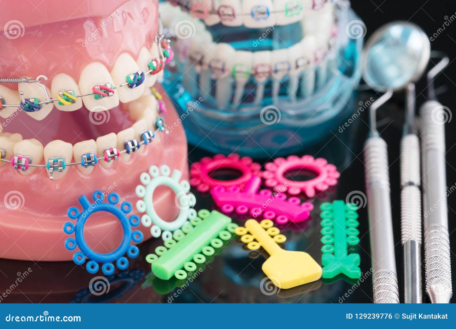 Dentist Tools and Orthodontic Model. Stock Photo Image of dentistry