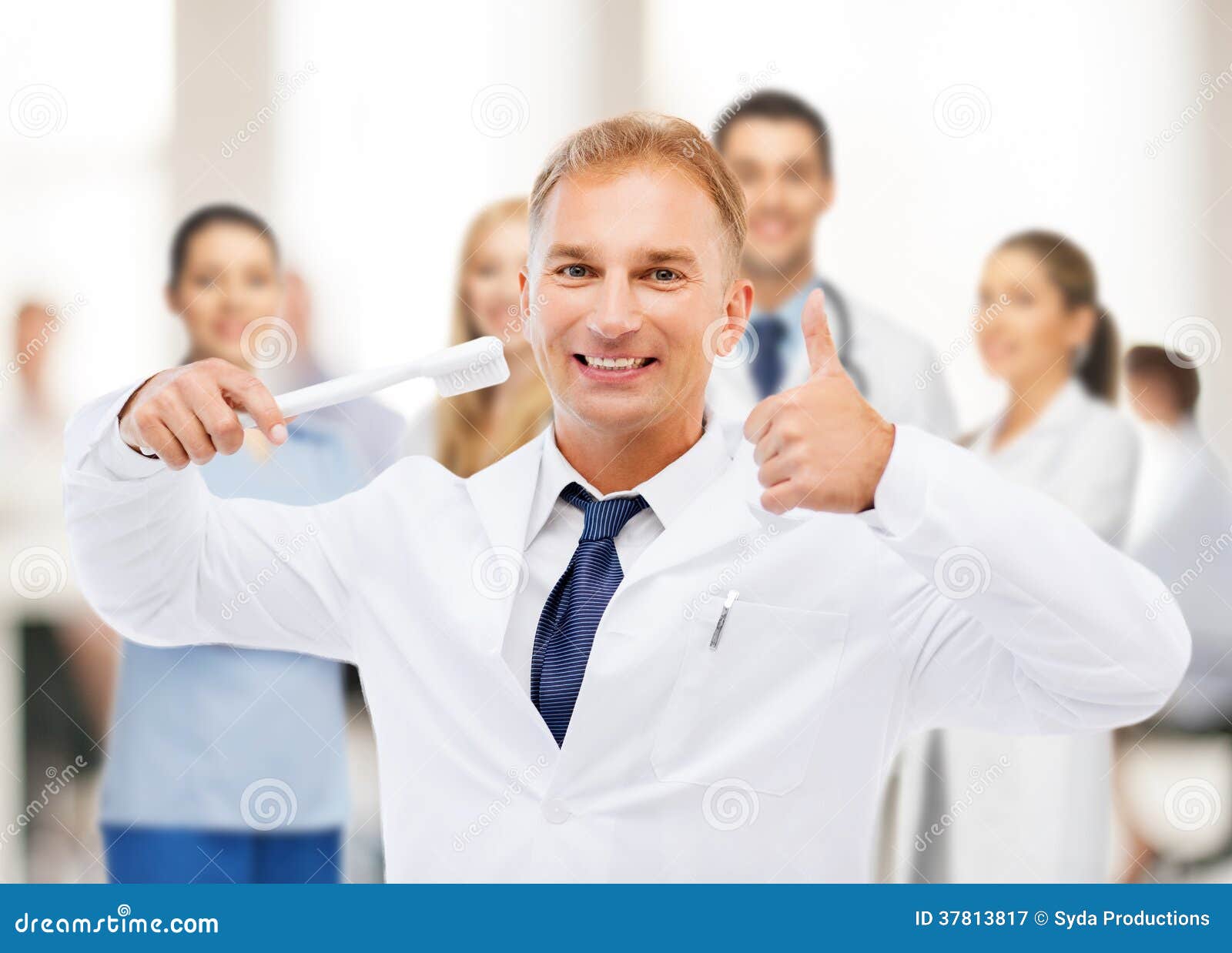 Dentist with Toothbrush in Hospital Stock Image Image of health