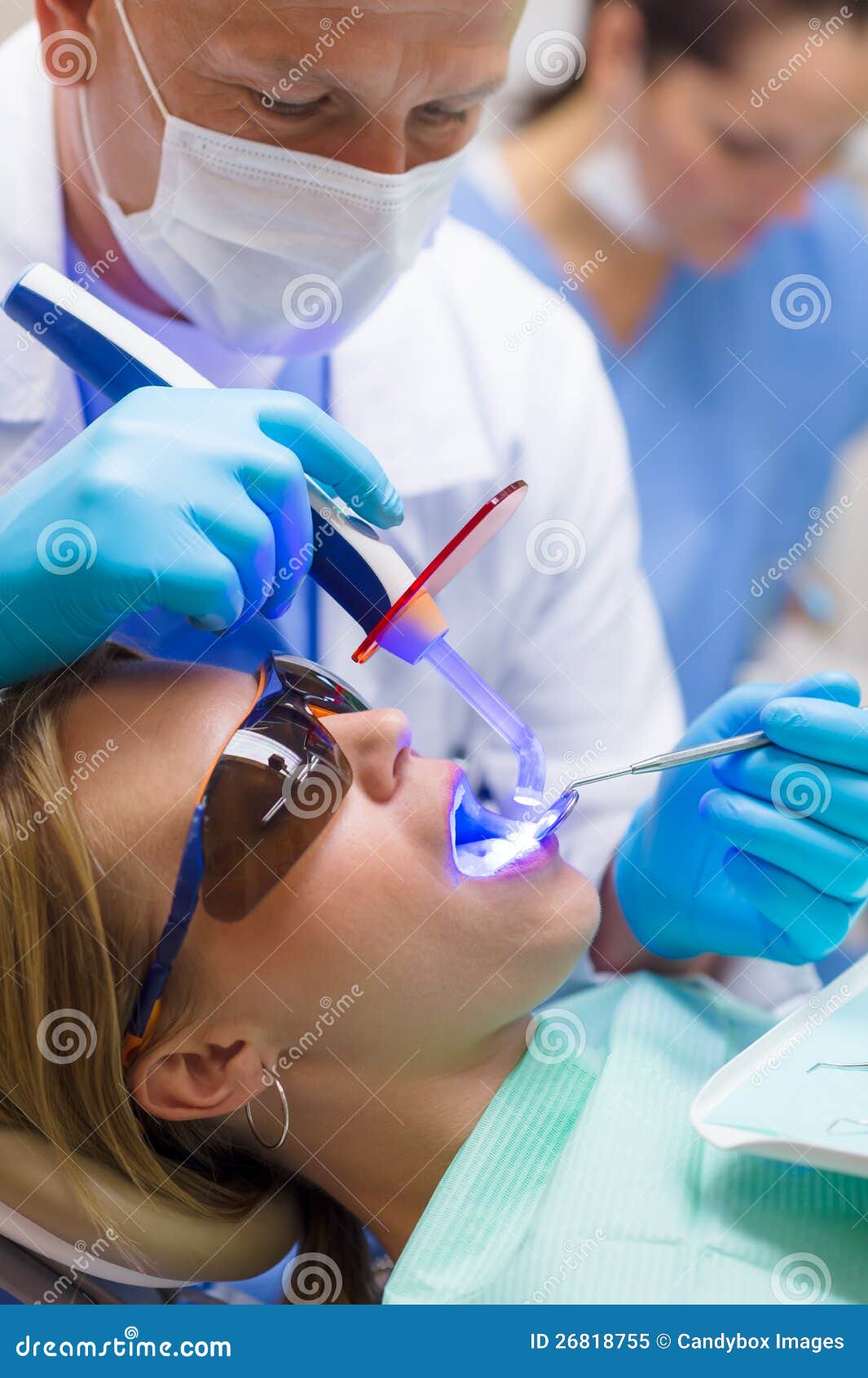 Dentist Use UV Lamp Female Patient Stock Image Image of healthcare