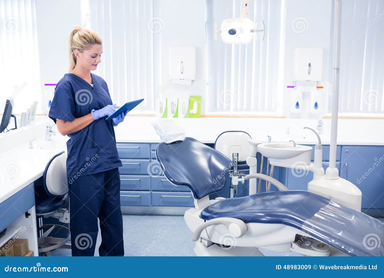 Dentist Working on Tablet Pc Stock Image Image of view, indoors 48983009