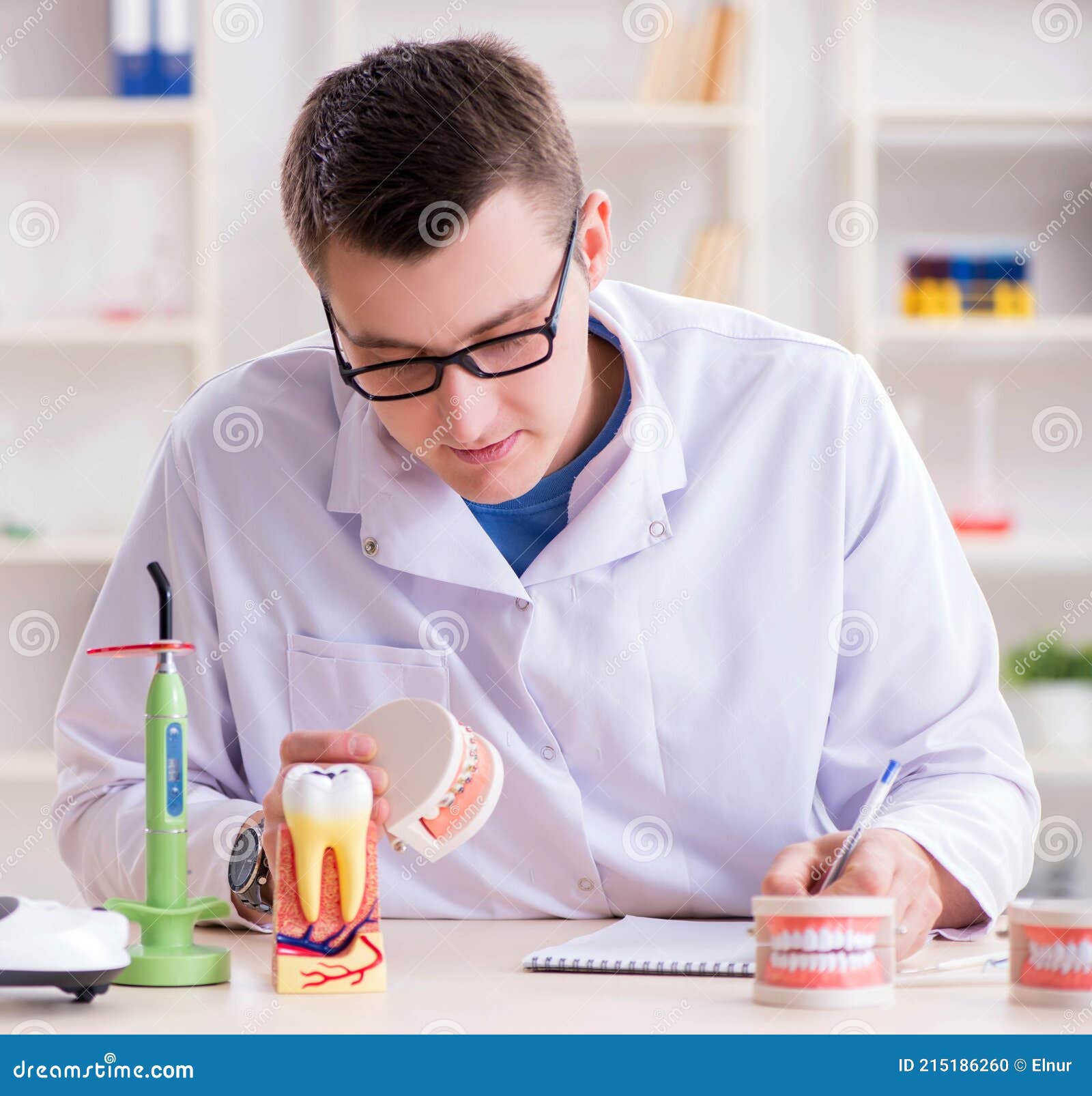 Dentist Working Teeth Implant in Medical Lab Stock Photo Image of
