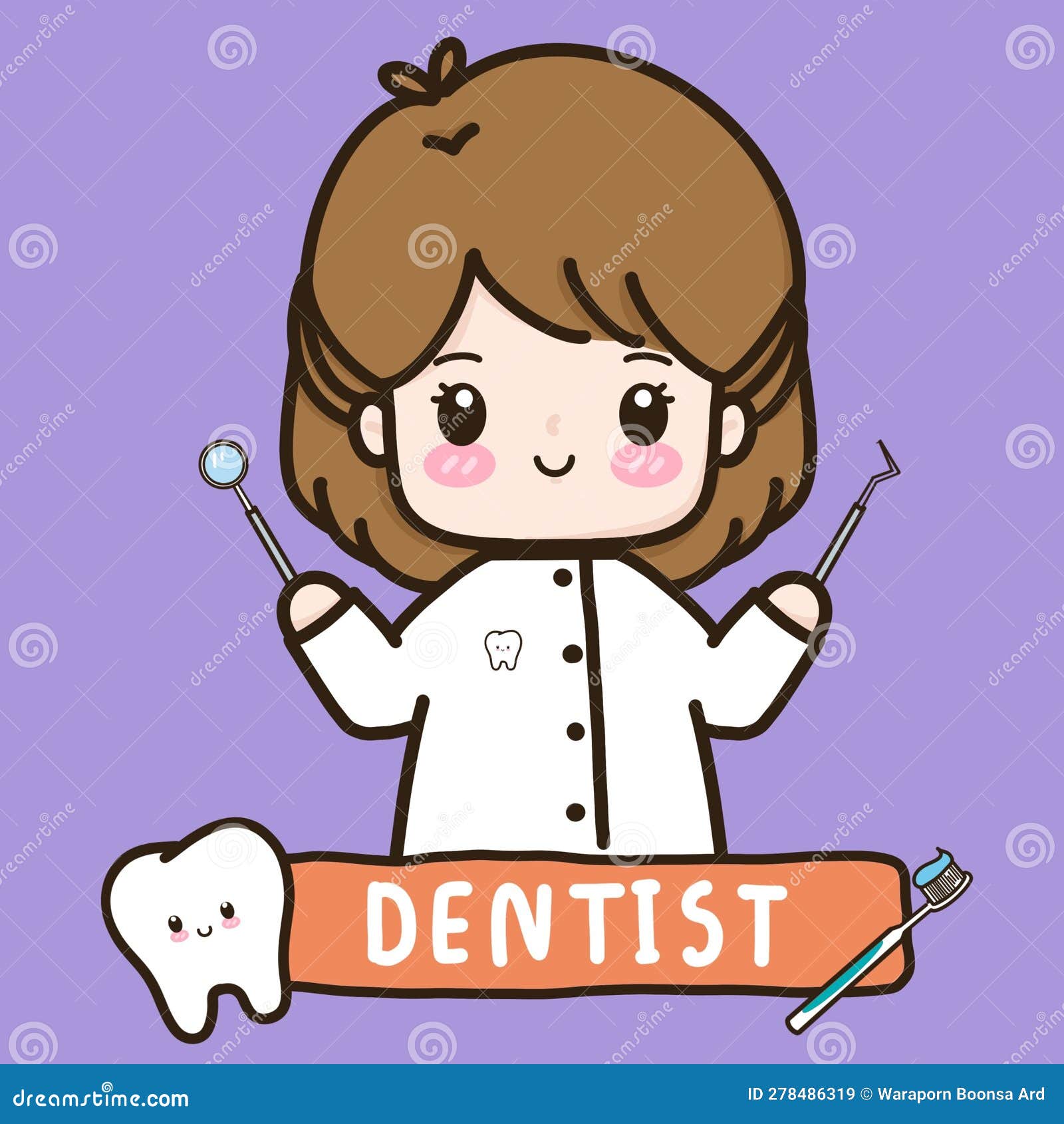 Dentista Desenho Dos Desenhos Animados Dentista Médico Trabalhador