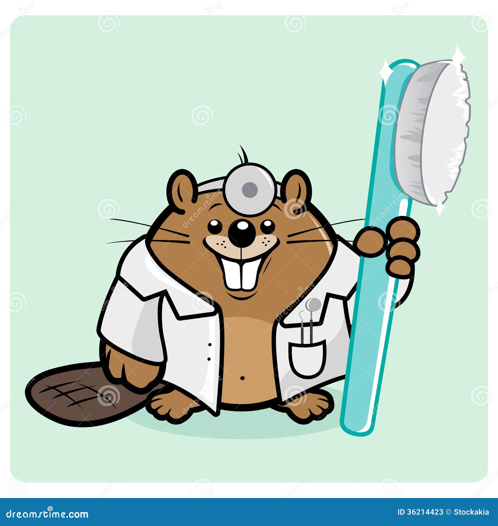 Dentista Do Castor Que Guarda Uma Escova De Dentes Ilustração do Vetor