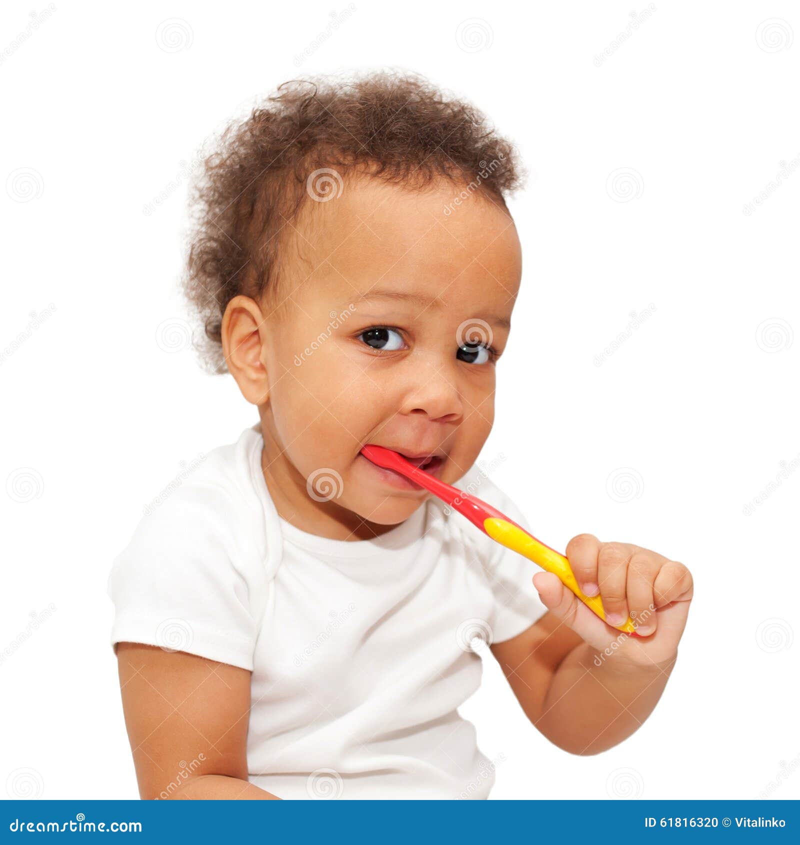 Dents De Brossage De Bebe Noir De Mulatre Photo Stock Image Du Oral Protection