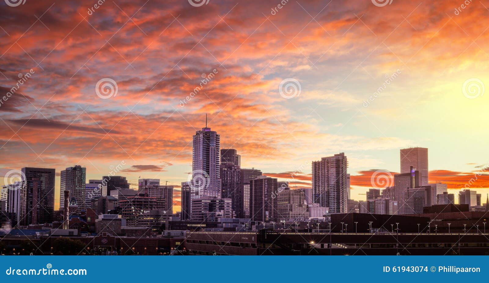 Denver Colorado City Skyline Sunrise Editorial Stock Image - Image of ...
