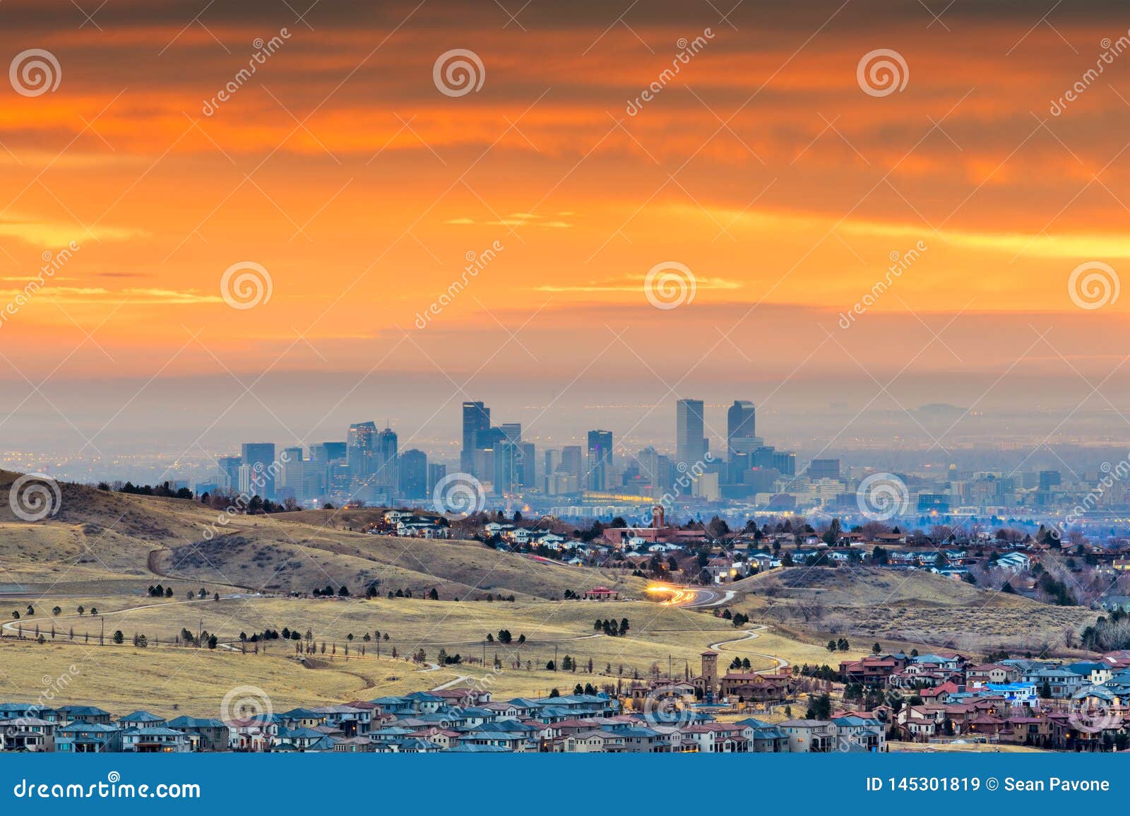 denver, colorado, usa downtown skyline viewed from red rocks