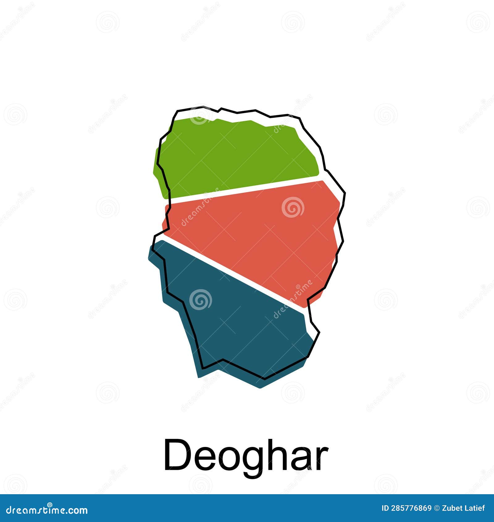 deoghar city of india map  ,  template with outline graphic sketch 