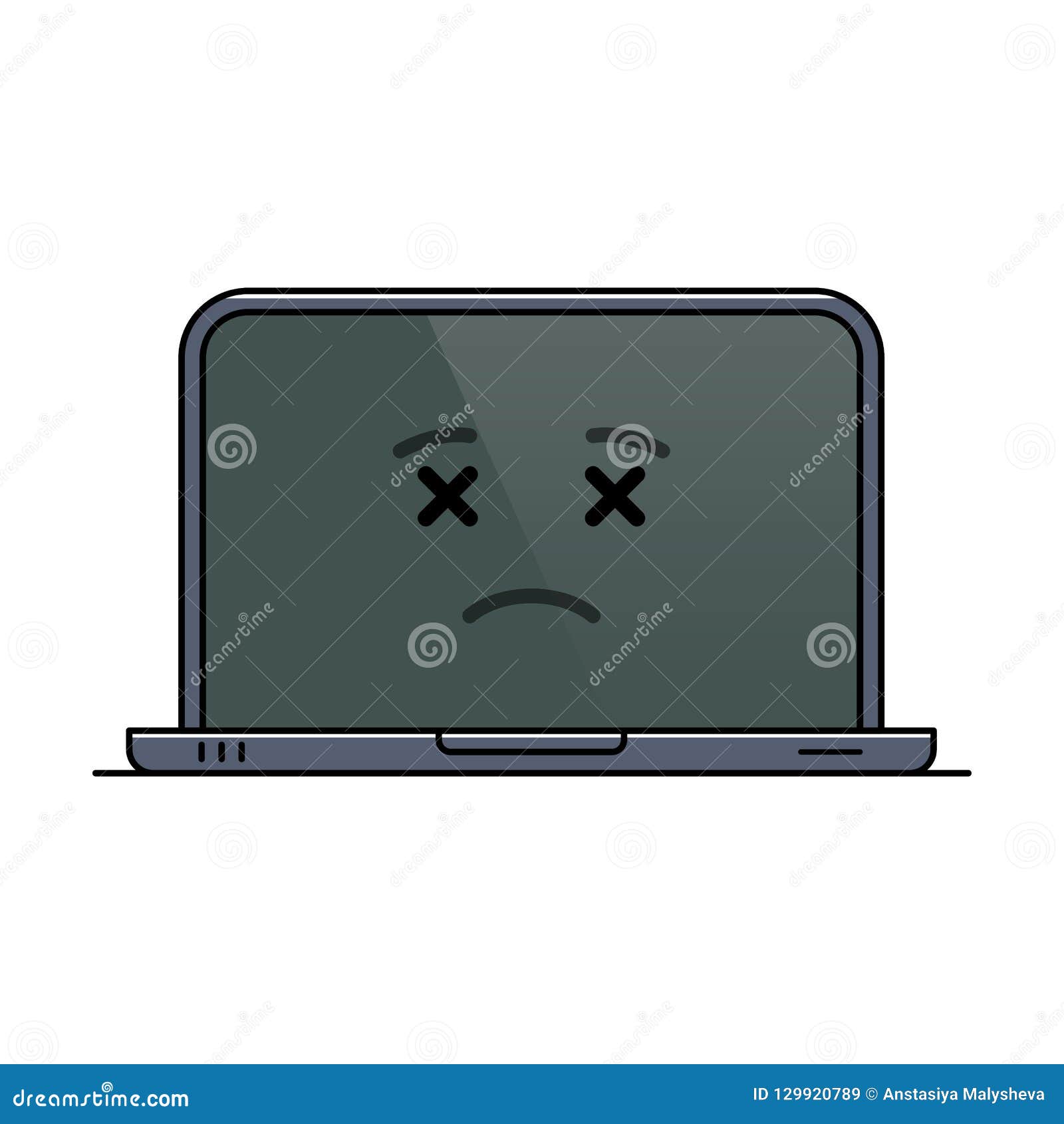 Departed Laptop Computer Isolated Emoticon Stock Vector - Illustration ...