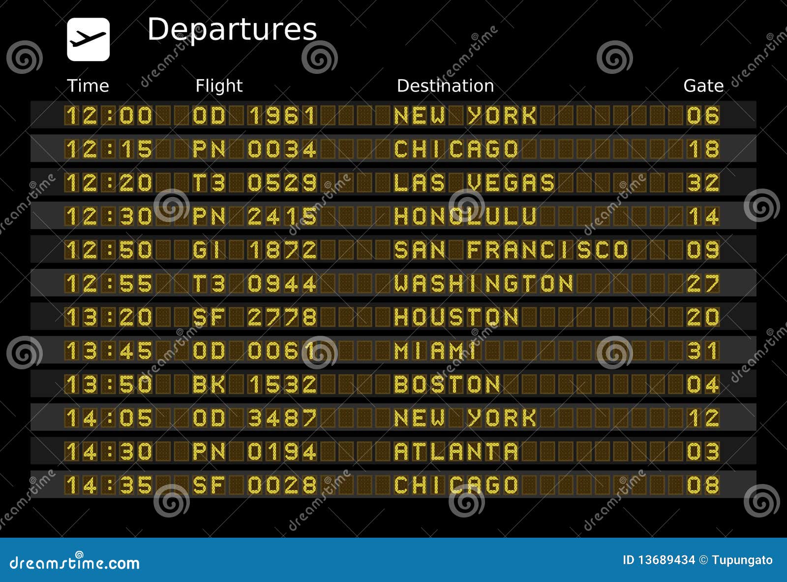 Departure Board Stock Images - Image: 13689434