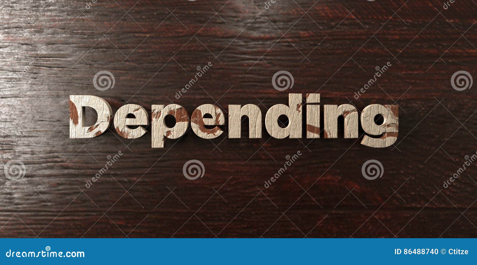 depending - grungy wooden headline on maple - 3d rendered royalty free stock image