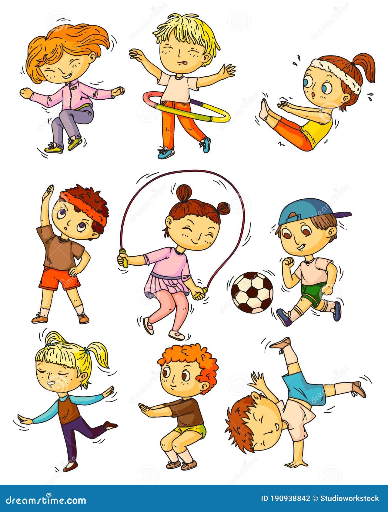 Deportes Para Niños Niños Que Practican Deportes Stock De Ilustración