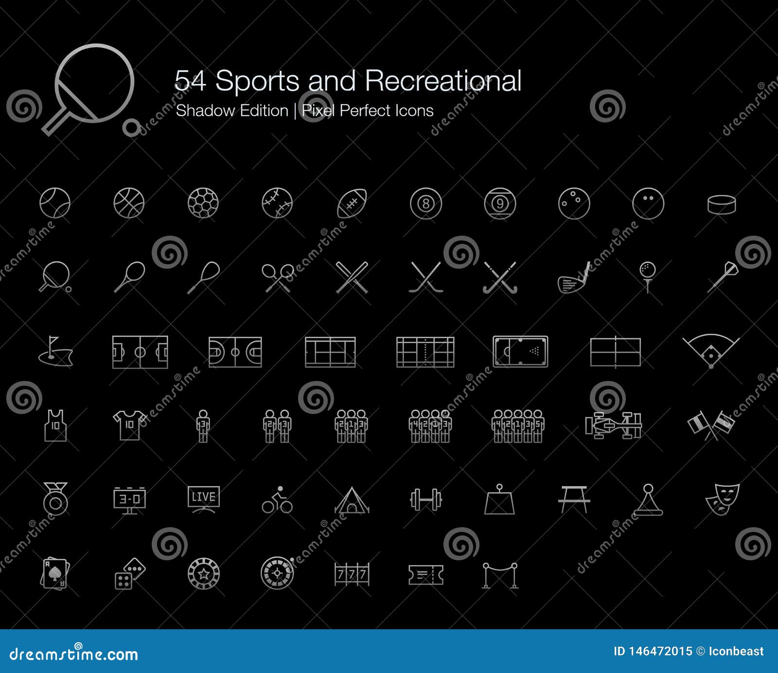 Deportes Y L?nea Perfecta Iconos Del Pixel Recreativo Para El Fondo Negro  Ilustración del Vector - Ilustración de bola, chapucero: 146472015