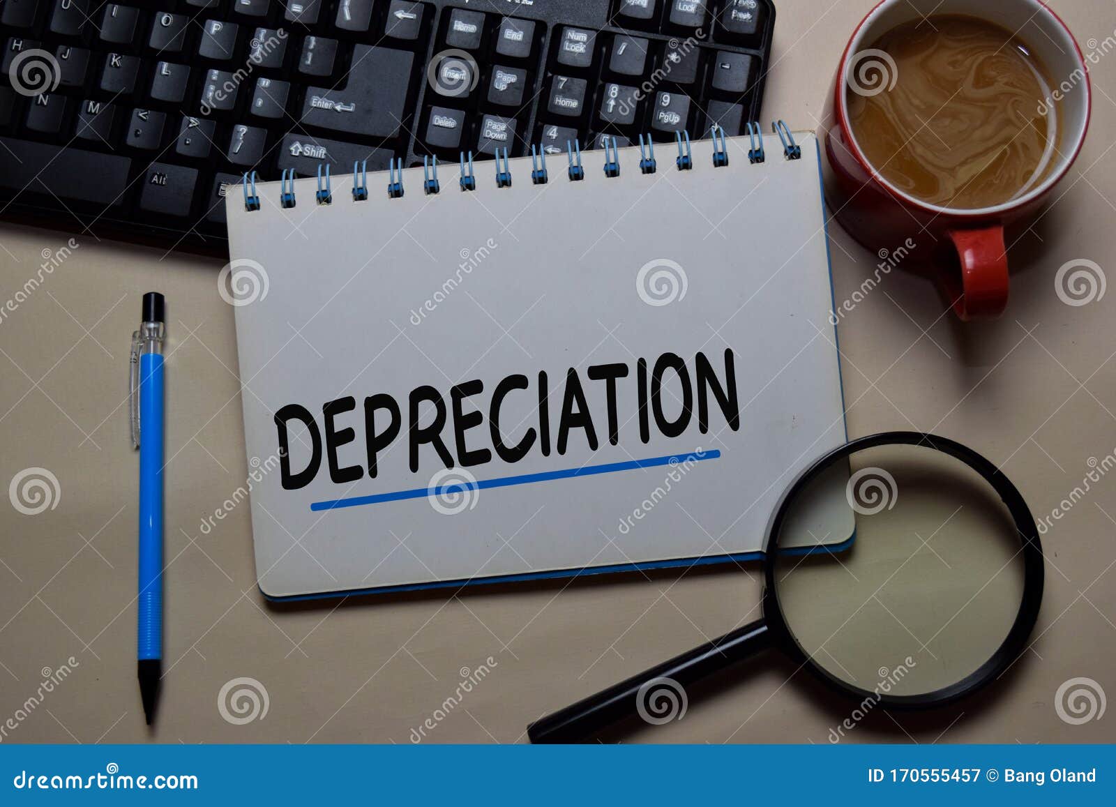 depreciation write on a book  on office desk