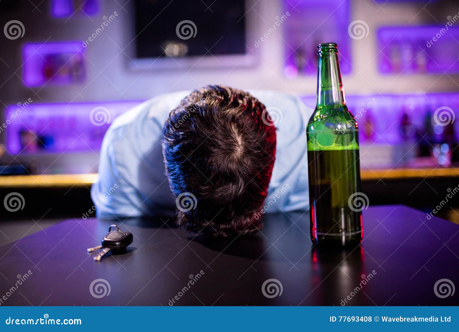 Depressed Drunk Man Sleeping with His Head on the Table Stock Photo ...