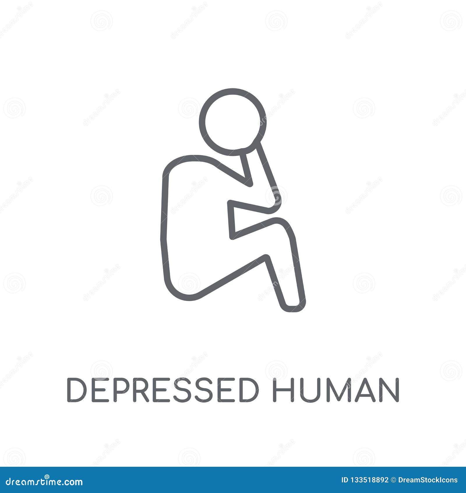Depressed Human Linear Icon. Modern Outline Depressed Human Logo Stock ...