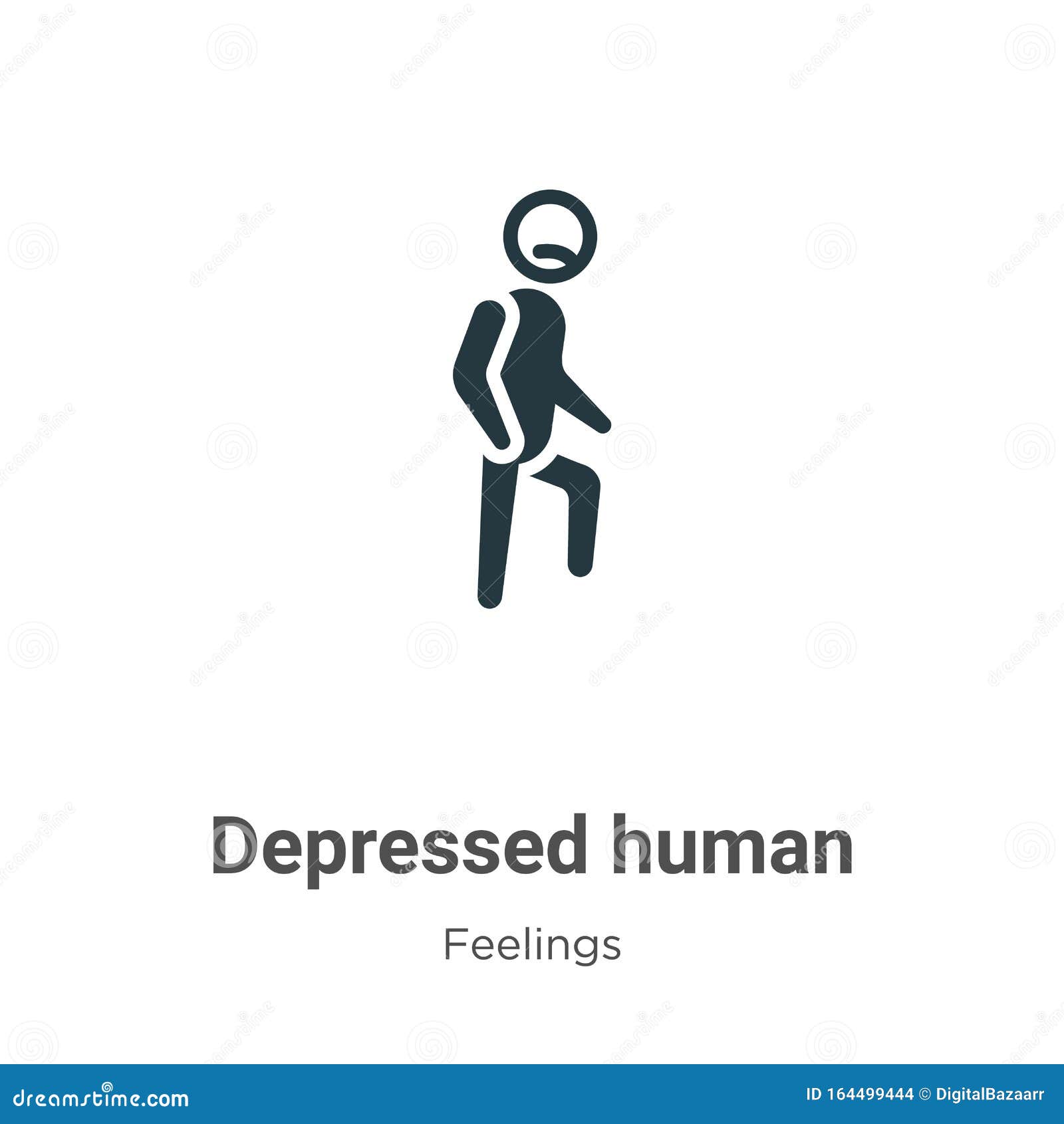 Depressed Human Vector Icon on White Background. Flat Vector Depressed ...