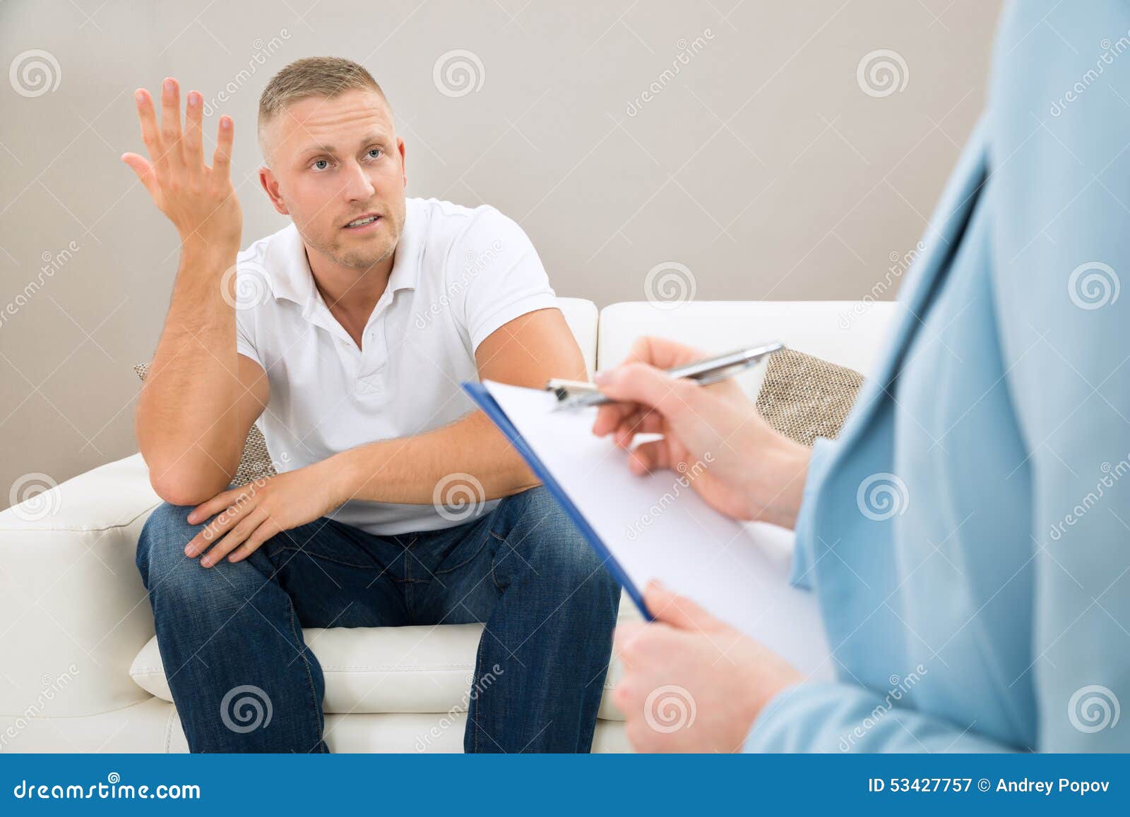 Depressed Patient in Front of Psychiatrist Stock Image Image of