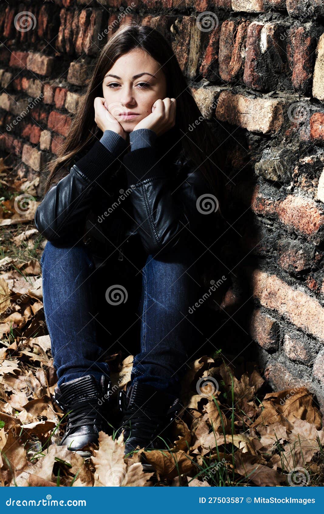 Depressed Teenage Girl stock image. Image of negative - 27503587