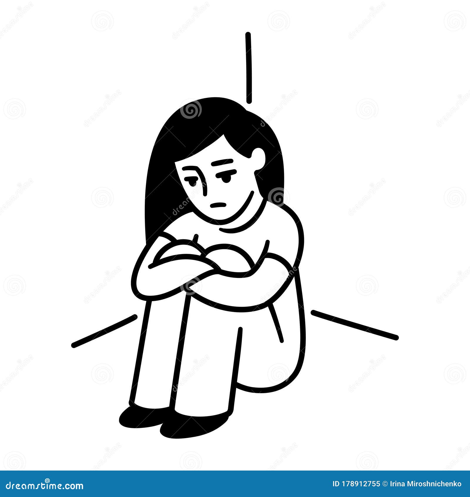 Depressed teenage girl stock vector. Illustration of cartoon - 178912755