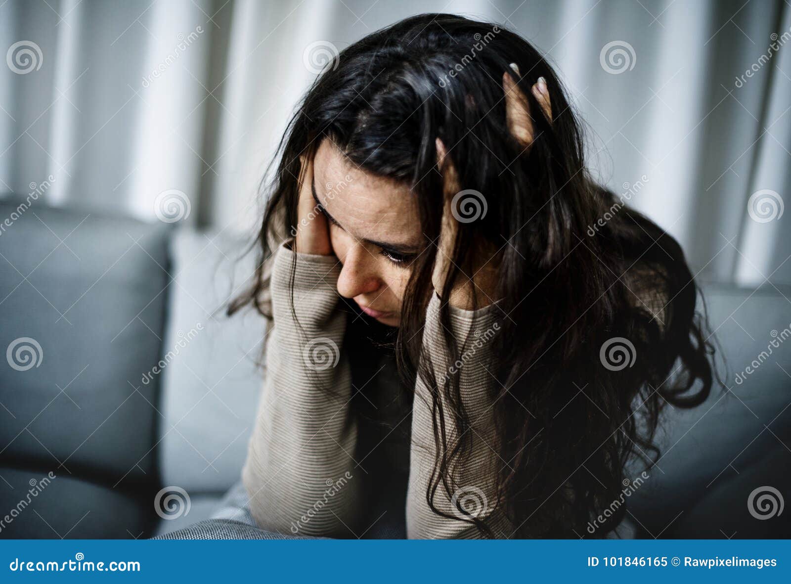 depressed woman having a counseling session