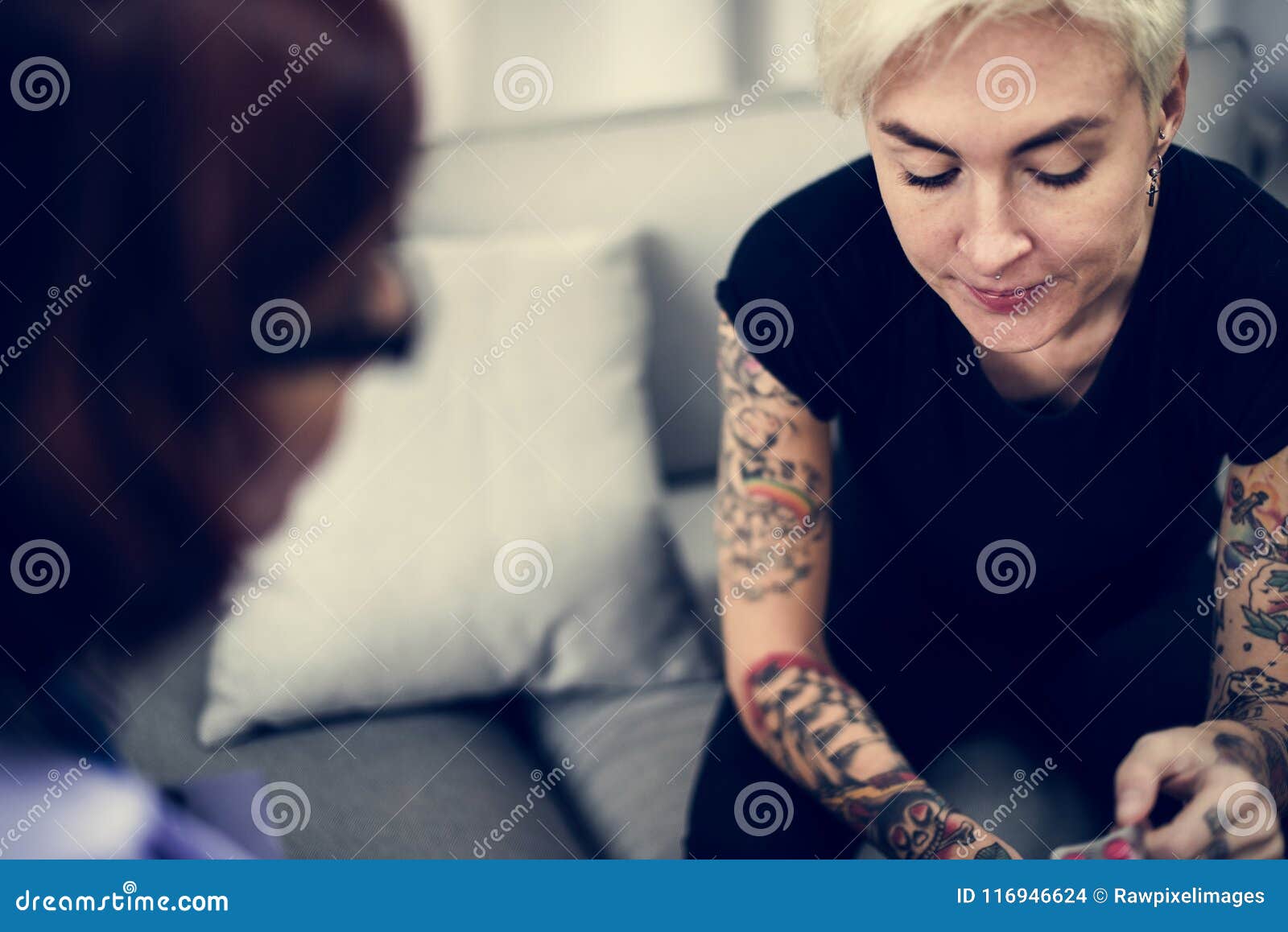 depressed woman having a counselling session